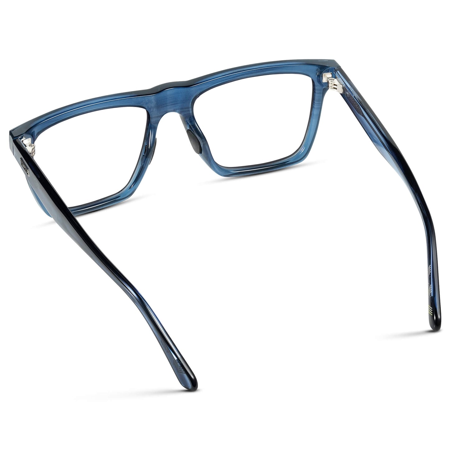 Indigo Blue Grain || Blue Rectangle Frame Glasses with Clear Lenses
