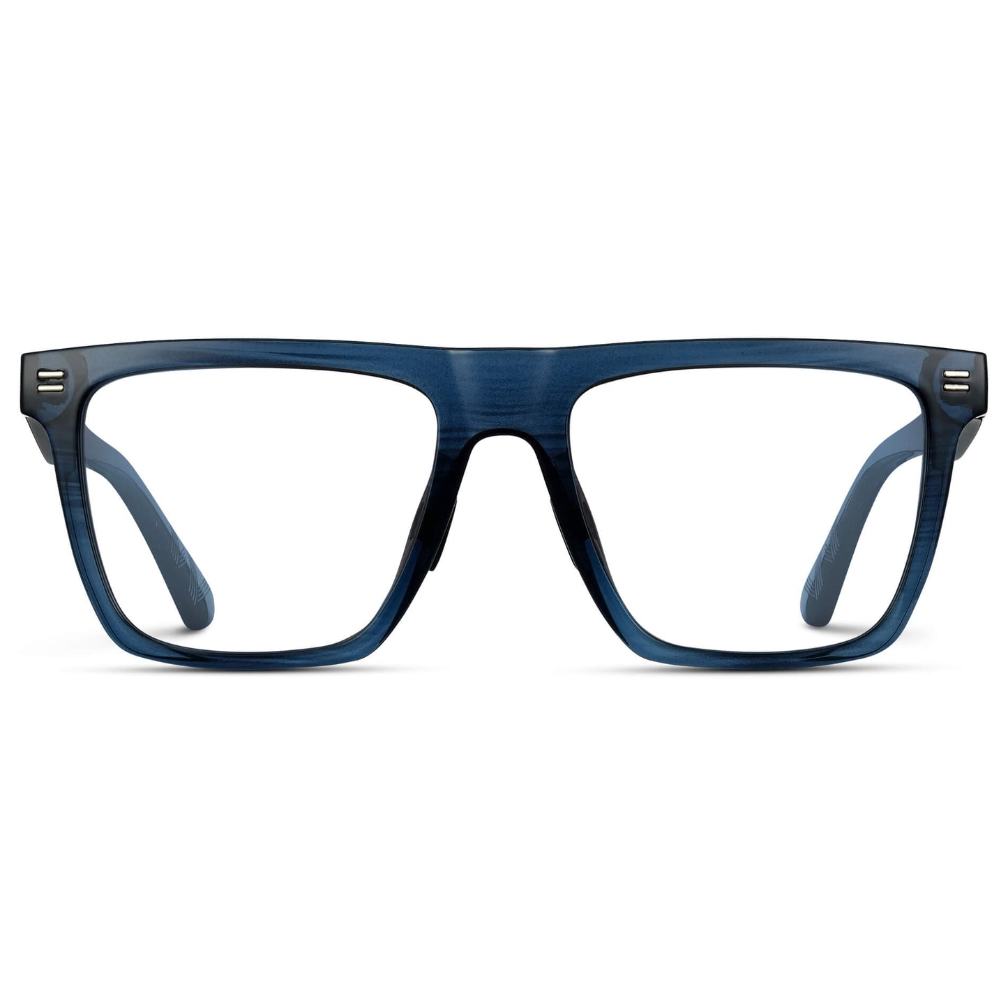 Indigo Blue Grain || Blue Rectangle Frame Glasses with Clear Lenses