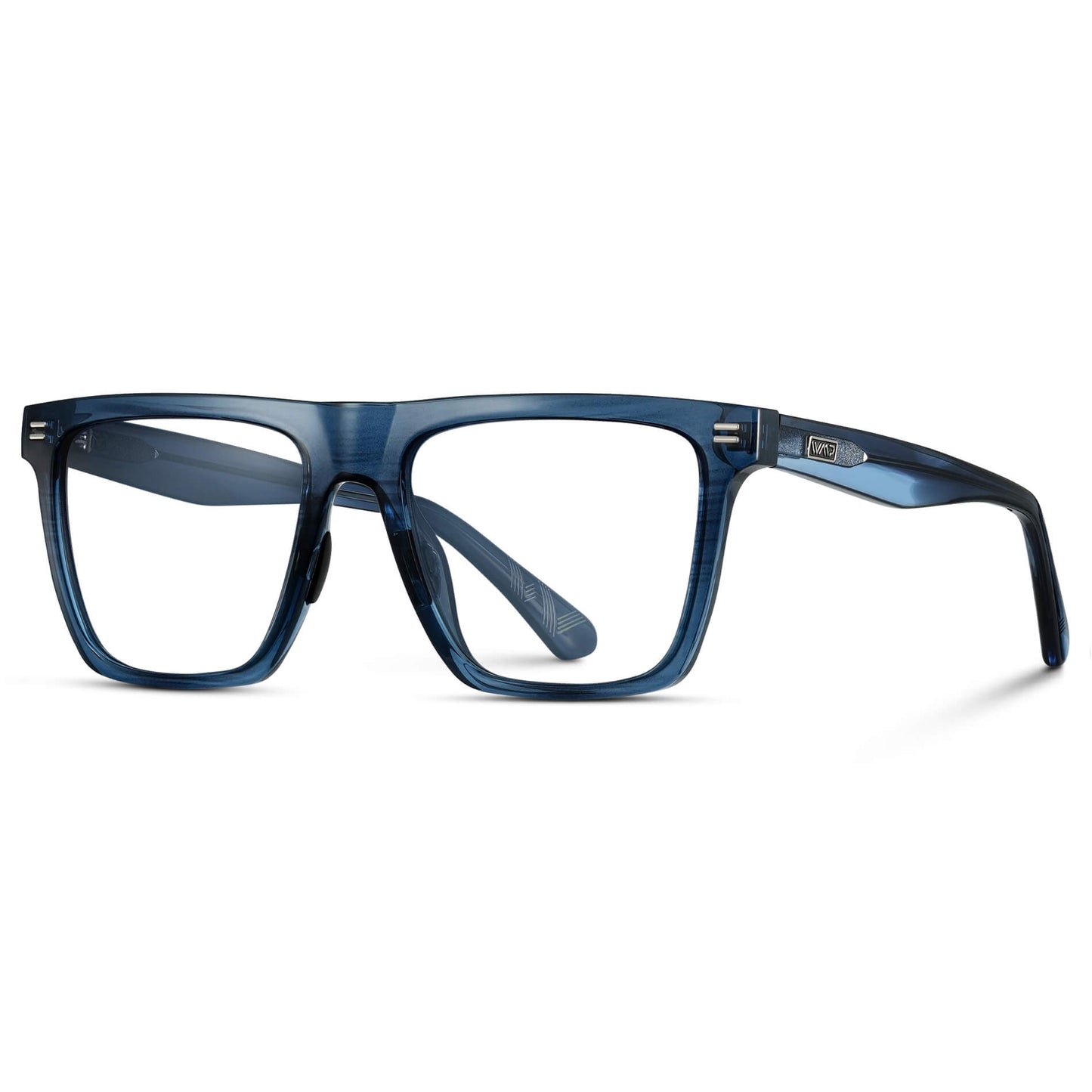 Indigo Blue Grain || Blue Rectangle Frame Glasses with Clear Lenses