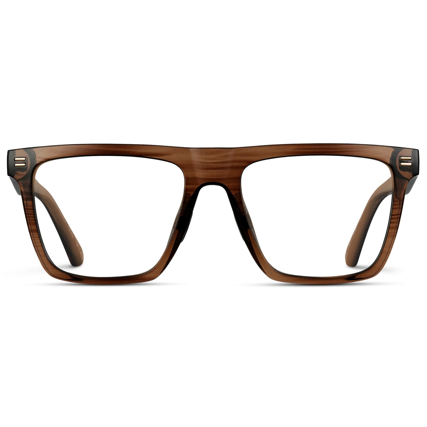 Crystal Mesquite Grain || Brown Rectangle Frame Glasses with Clear Lenses