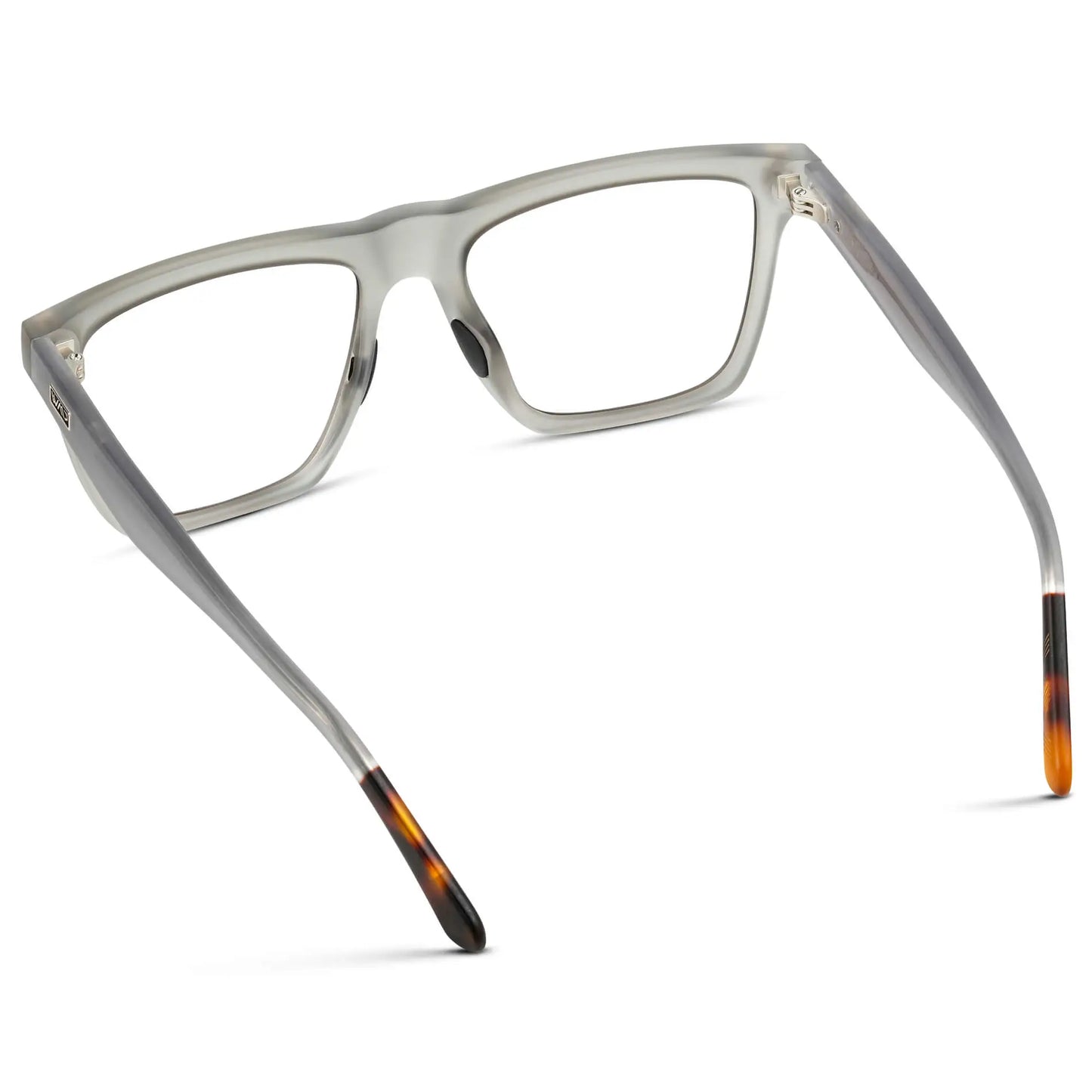 Frosted Moonrock Grey || Back view of Men's Rectangle Prescription Glasses with Frosted Moonrock Grey Frame and Clear Lenses on a white background