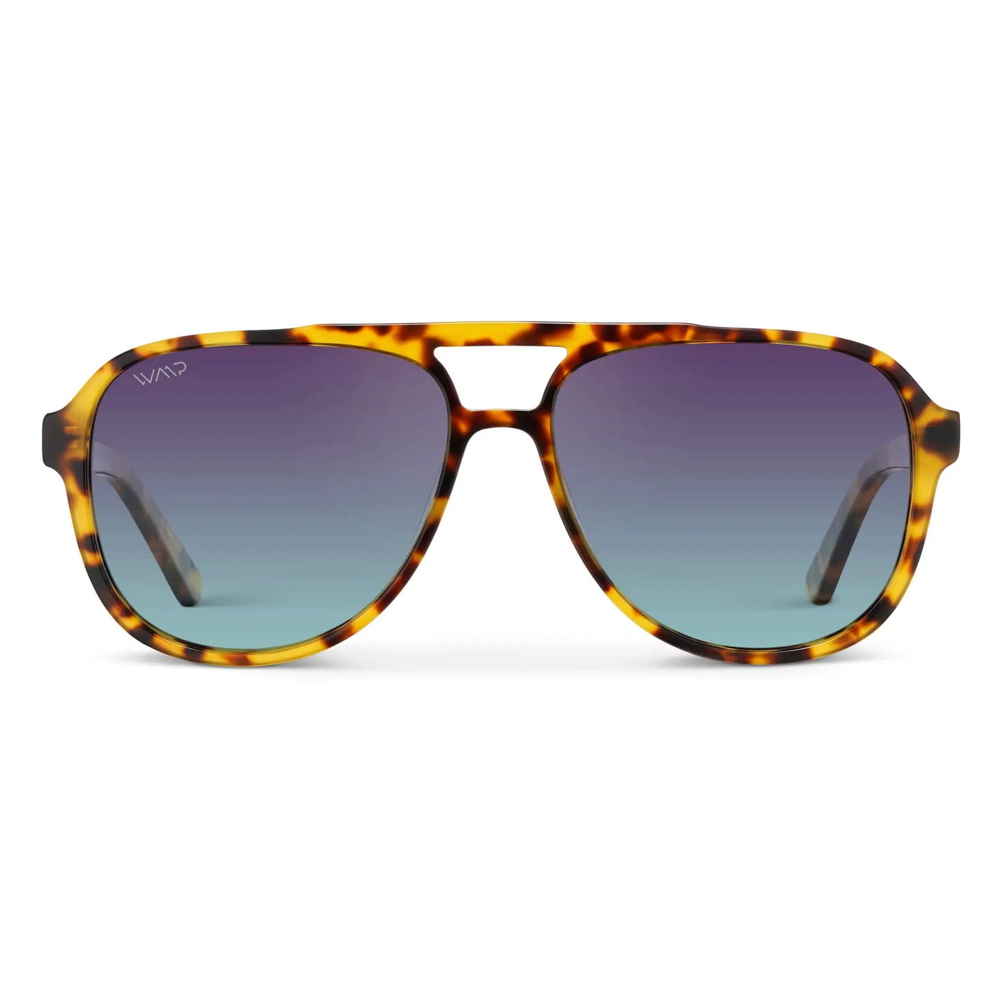 Honey Tortoise / Twilight Gradient Lens || Brown Tortoise Aviator Frame Sunglasses with Purple Gradient Polarized Lenses