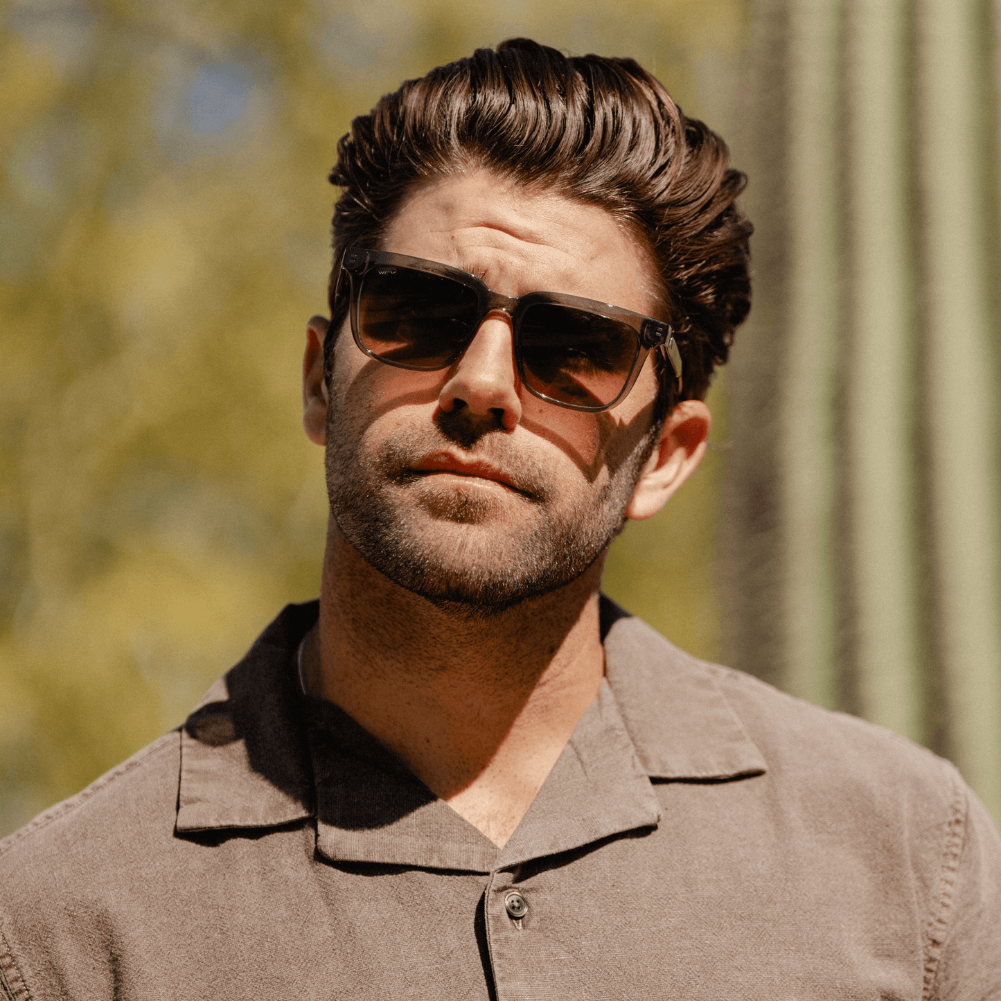 Smoke Grey / Grey Brown Gradient Lens || Men's Thick Square Sunglasses with Smoke Grey Acetate Frame and Grey Brown Gradient Polarized Lens