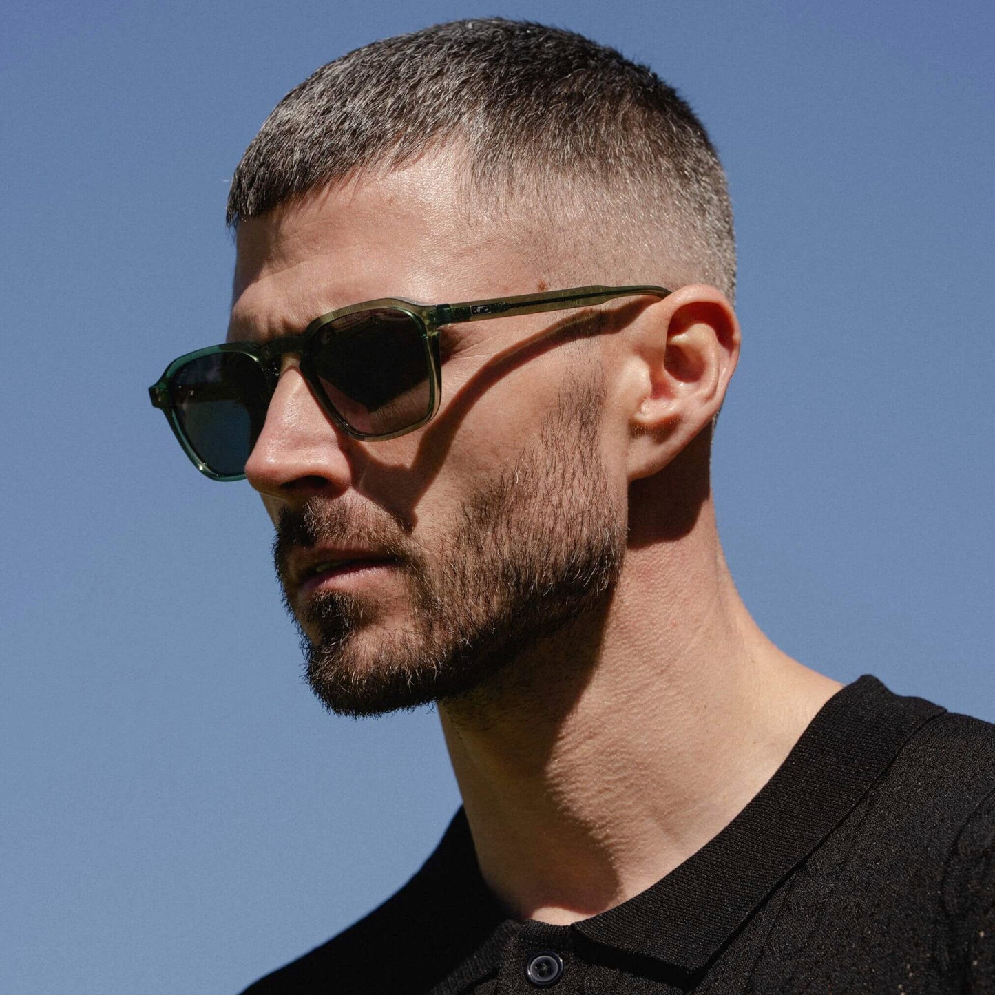 Emerald Green / Black Lens || Green Square Frame Sunglasses with Black Polarized Lenses