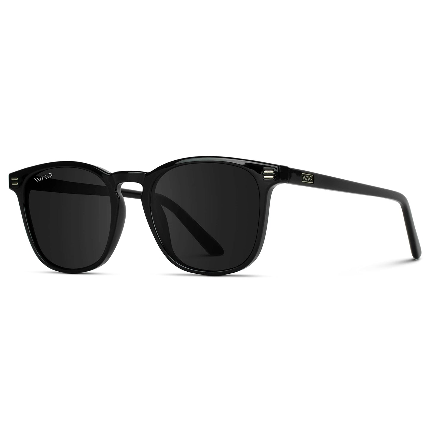 Black / Black Lens || Black Square Frame Sunglasses with Black Polarized Lenses