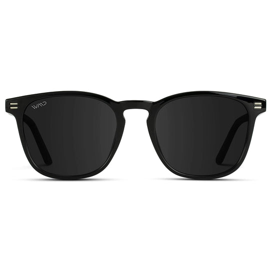 Black / Black Lens || Men's Black Square Frame Sunglasses with Black Polarized Lenses