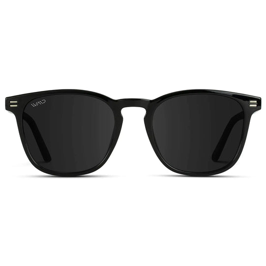 Black / Black Lens || Men's Black Square Frame Sunglasses with Black Polarized Lenses