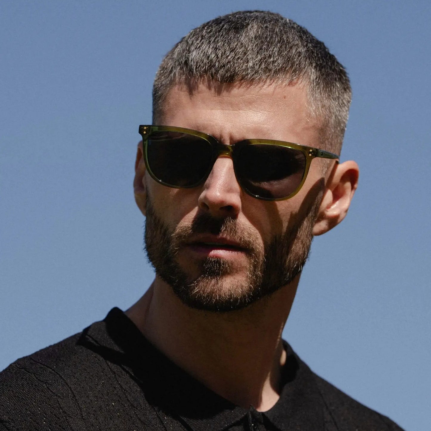 Crystal Saguaro Green / Black Lens || Green Square Frame Sunglasses with Black Polarized Lenses