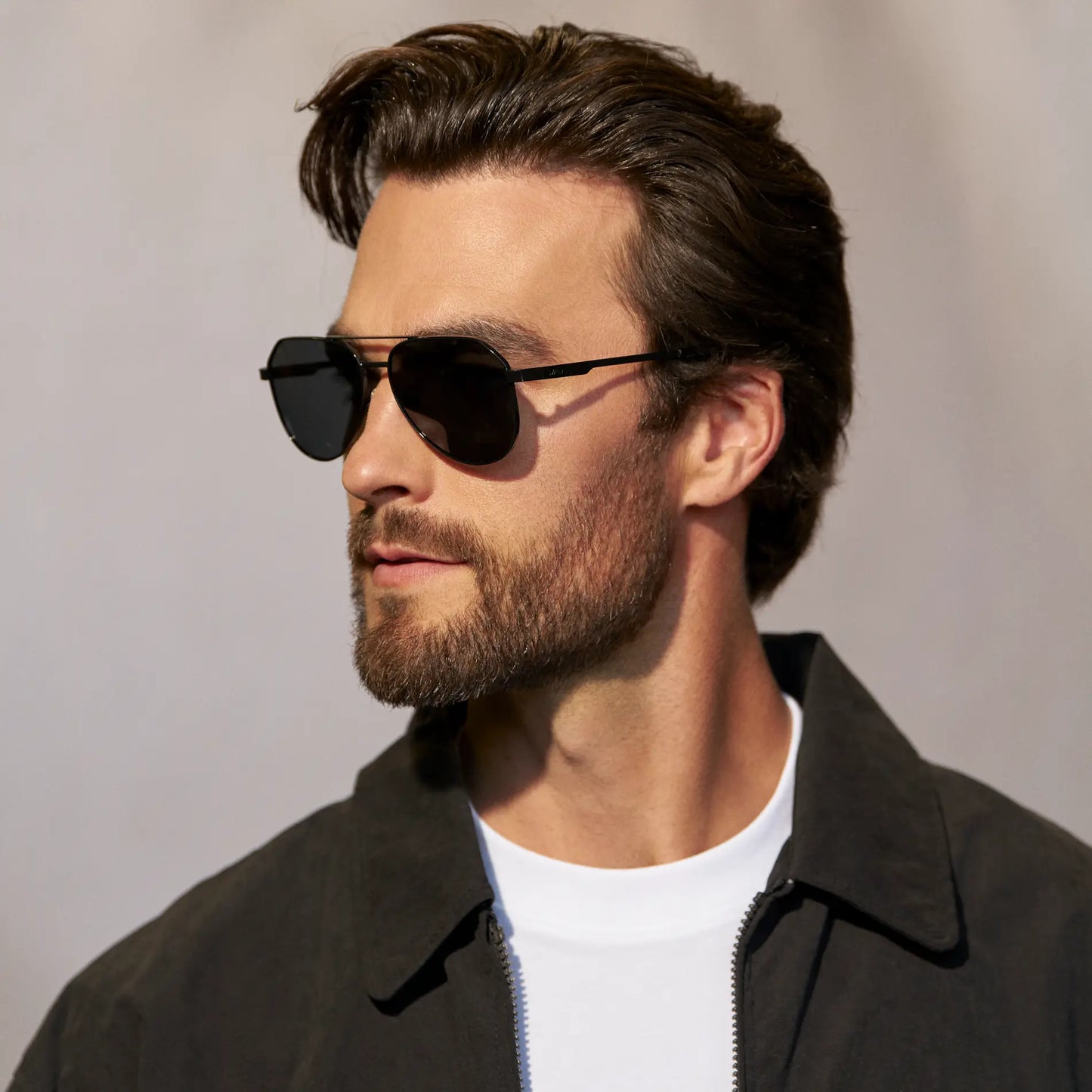 Black / Grey || Men's Stainless Steel Aviator Prescription Sunglasses with Black Frame and Grey Lens