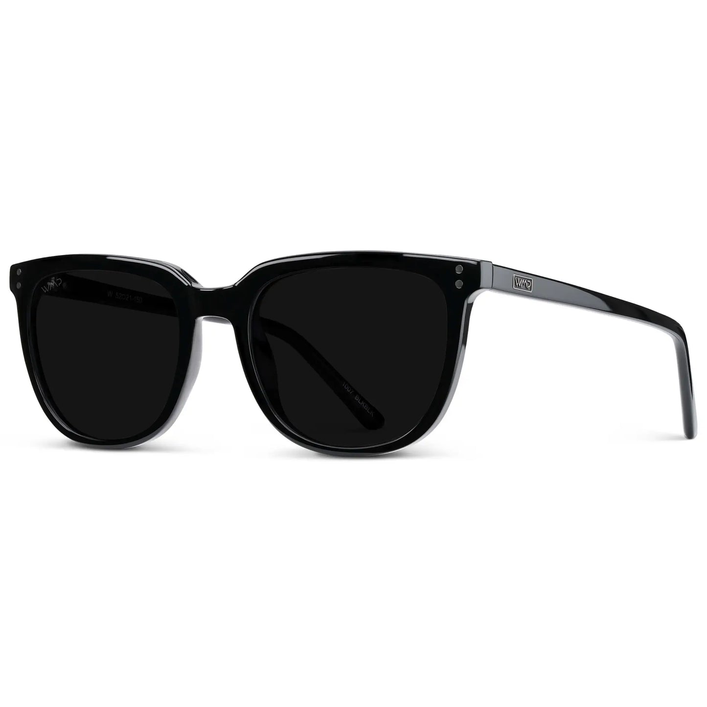 Black / Triple Black Lens || Black Square Frame Sunglasses with Triple Black Polarized Lenses