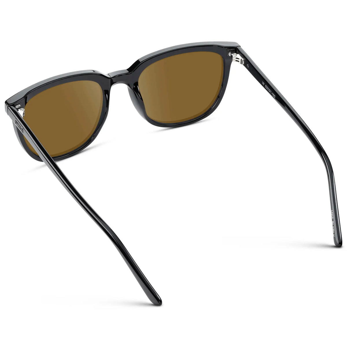 Black / Amber || Back view of Men's Square Prescription Sunglasses with Black Frame and Amber Lenses on a white background