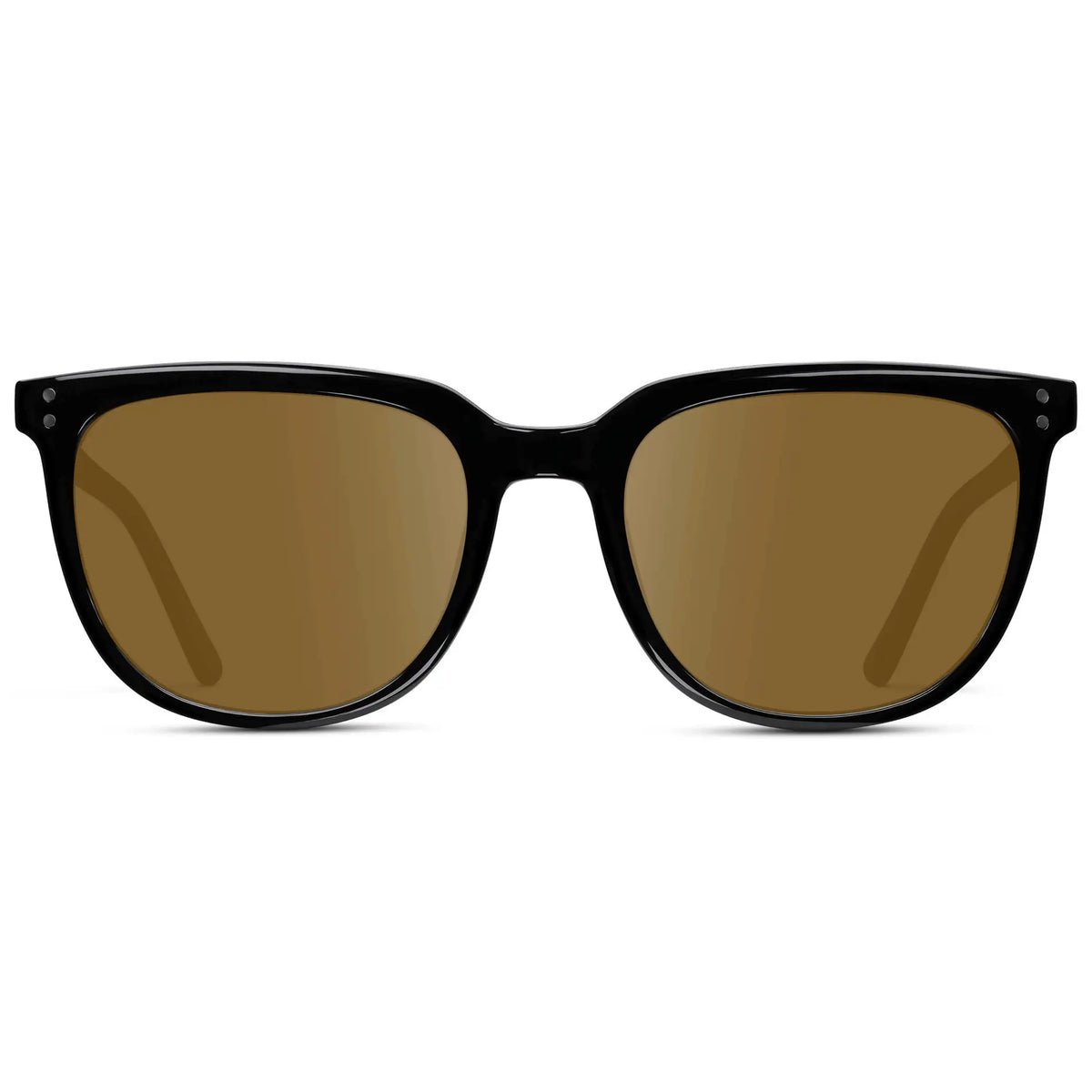 Black / Amber || Men's Square Prescription Sunglasses with Black Frame and Amber Lenses on a white background