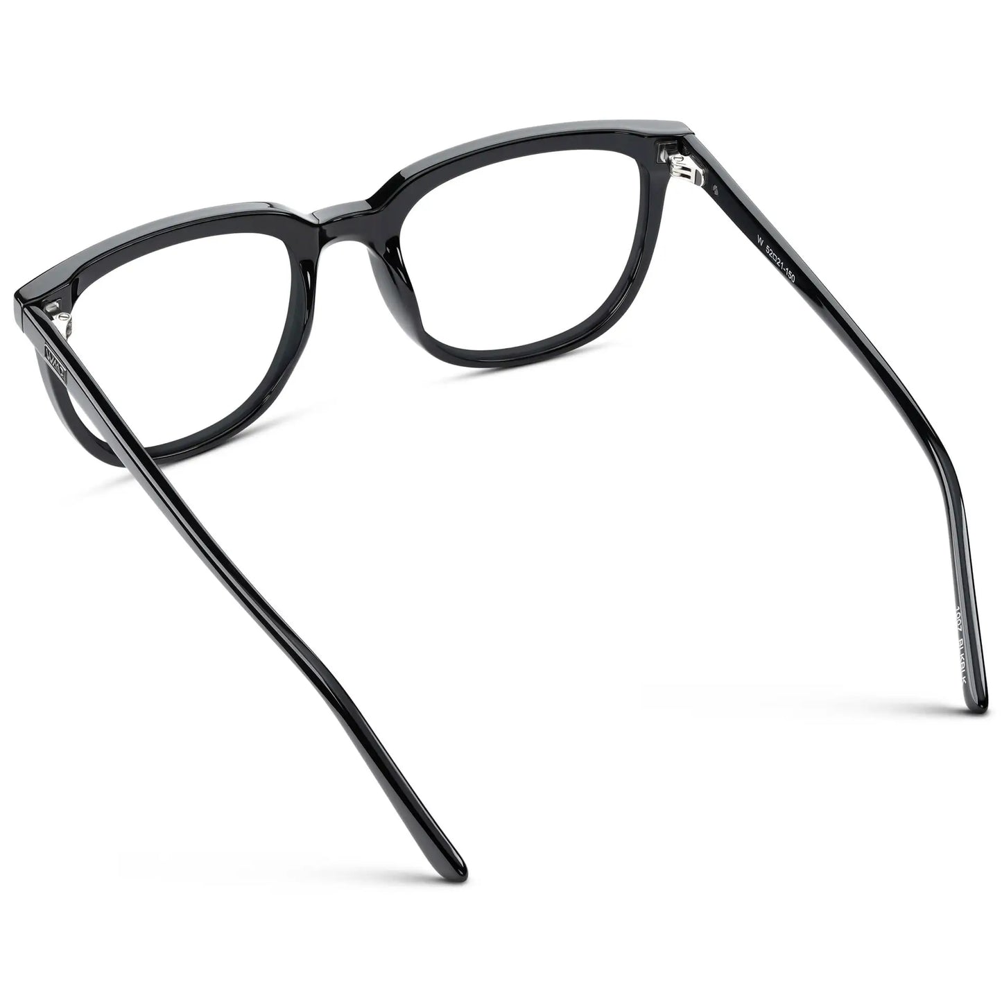 Black || Back view of Men's Square Eyeglasses with Black Frame Glasses and Clear Prescription Lenses on a white background