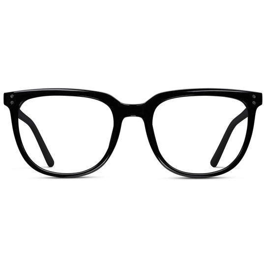 Black || Black Square Frame Glasses with Clear Prescription Lenses