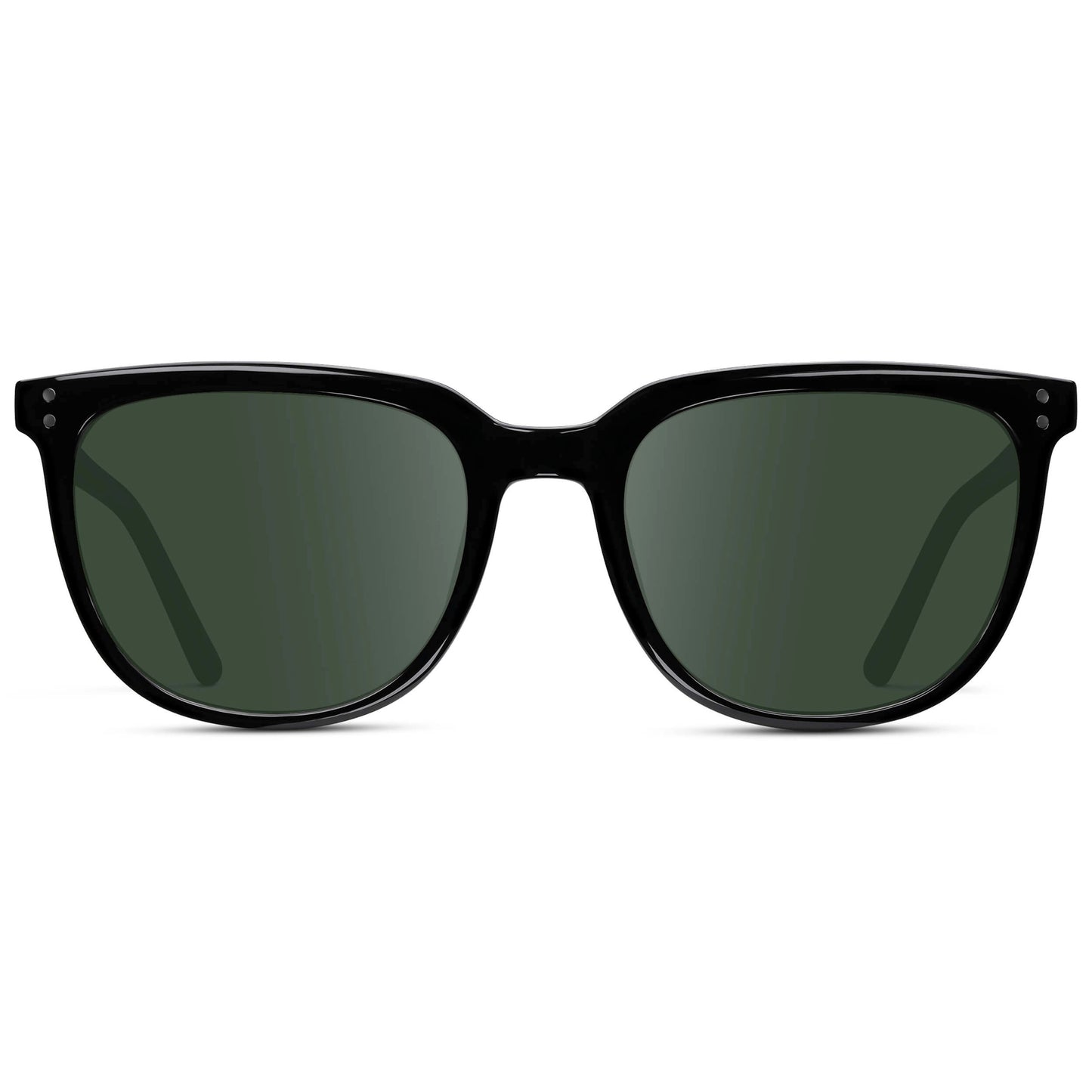 Black / G15 Lens || Black Square Frame Sunglasses with Green Prescription Lenses