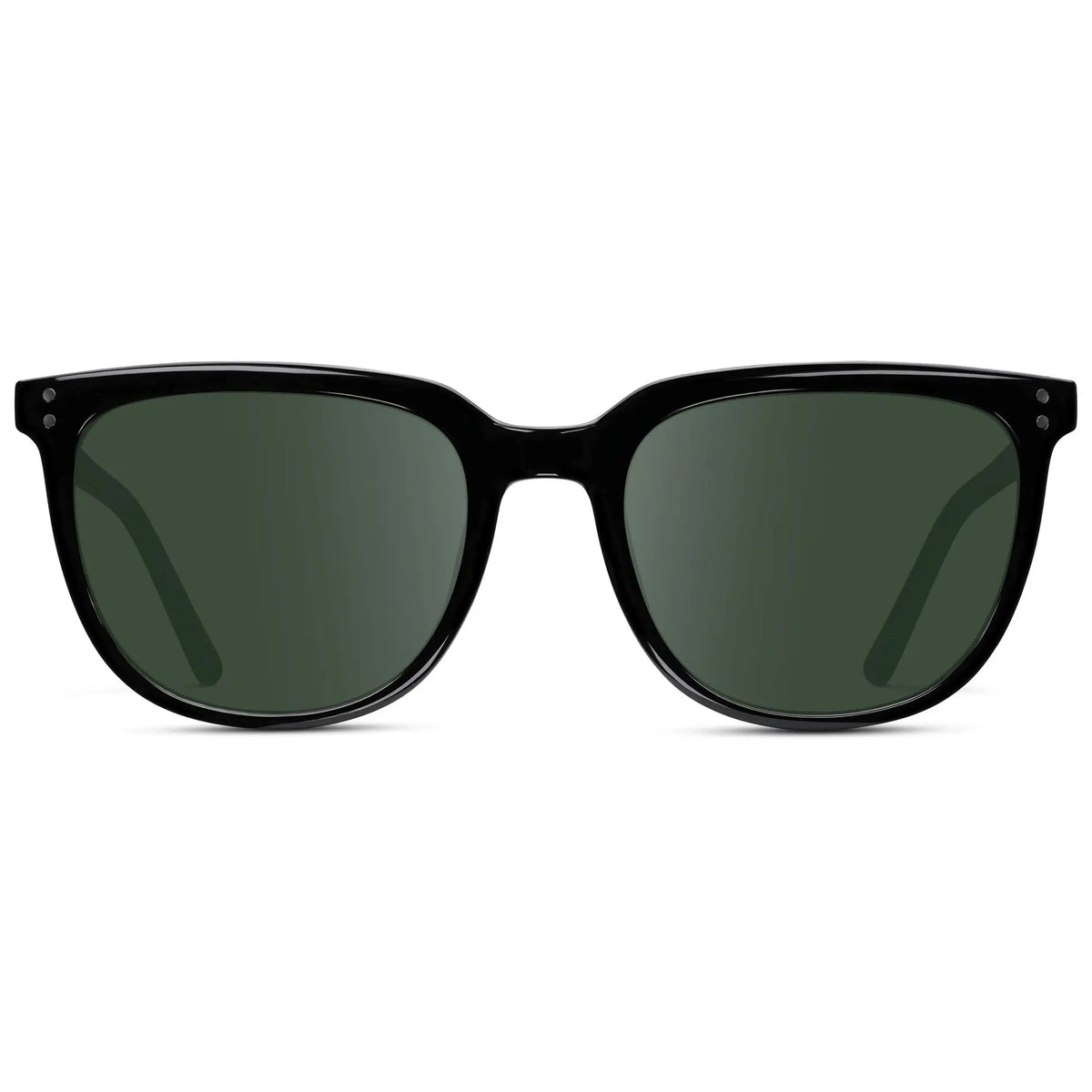 Black / G15 || Men's Square Prescription Sunglasses with Black Frame and Green Lenses on a white background