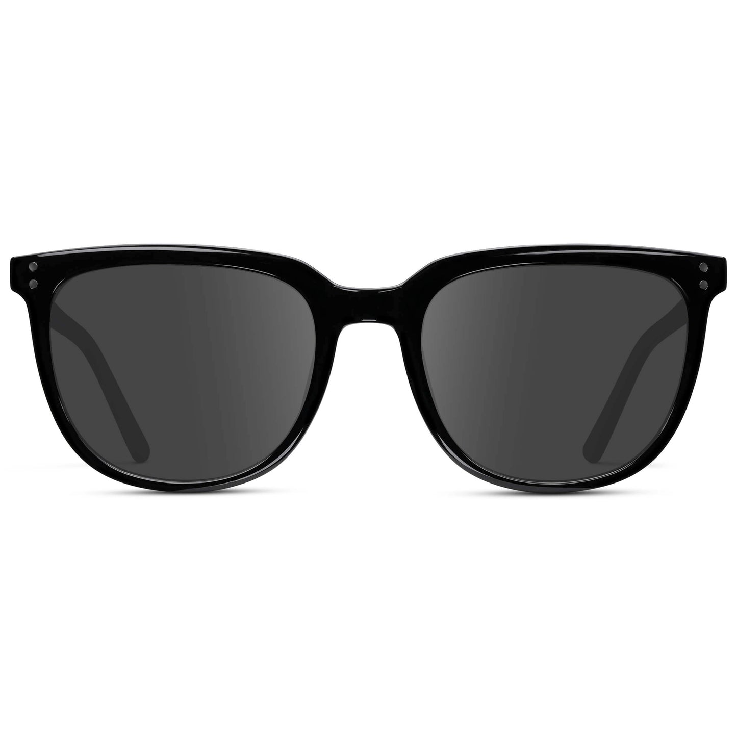 Black / Grey Lens || Black Square Frame Sunglasses with Grey Prescription Lenses