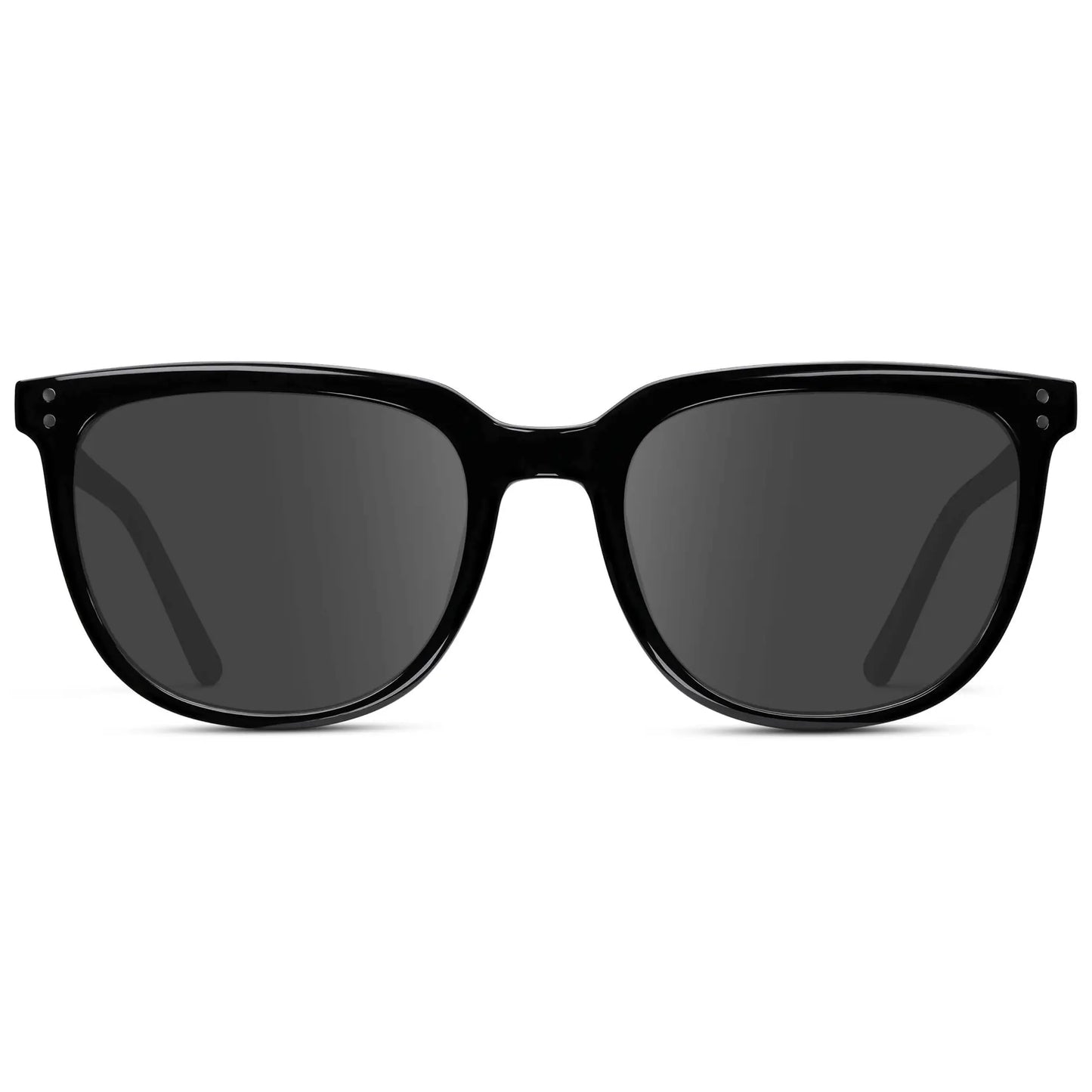 Black / Grey || Men's Square Prescription Sunglasses with Black Frame and Grey Lenses on a white background