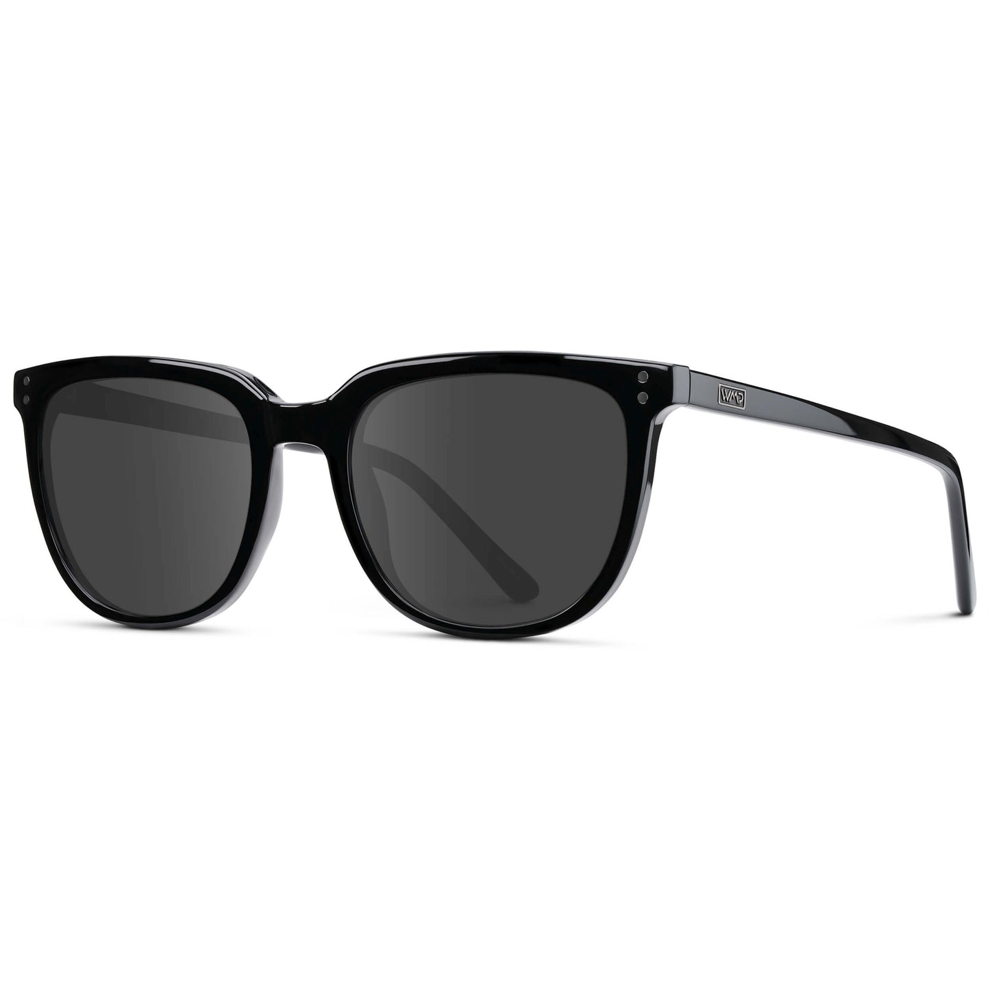 Black / Grey Lens || Black Square Frame Sunglasses with Grey Prescription Lenses