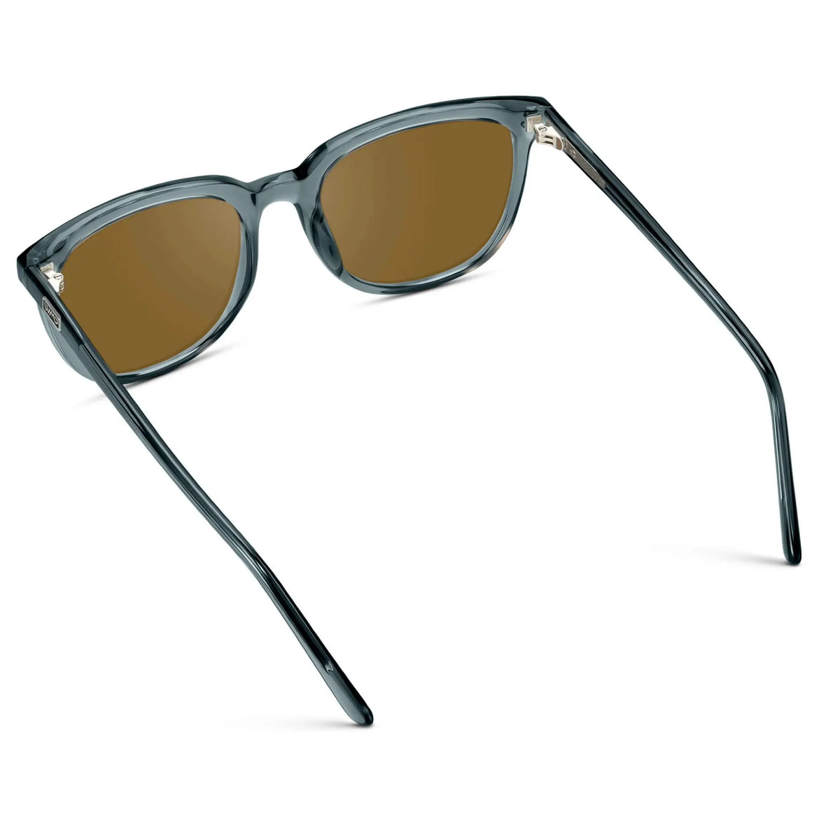Crystal Stone Blue / Amber || Back view of Men's Square Prescription Sunglasses with Crystal Stone Blue Frame and Amber Lenses on a white background