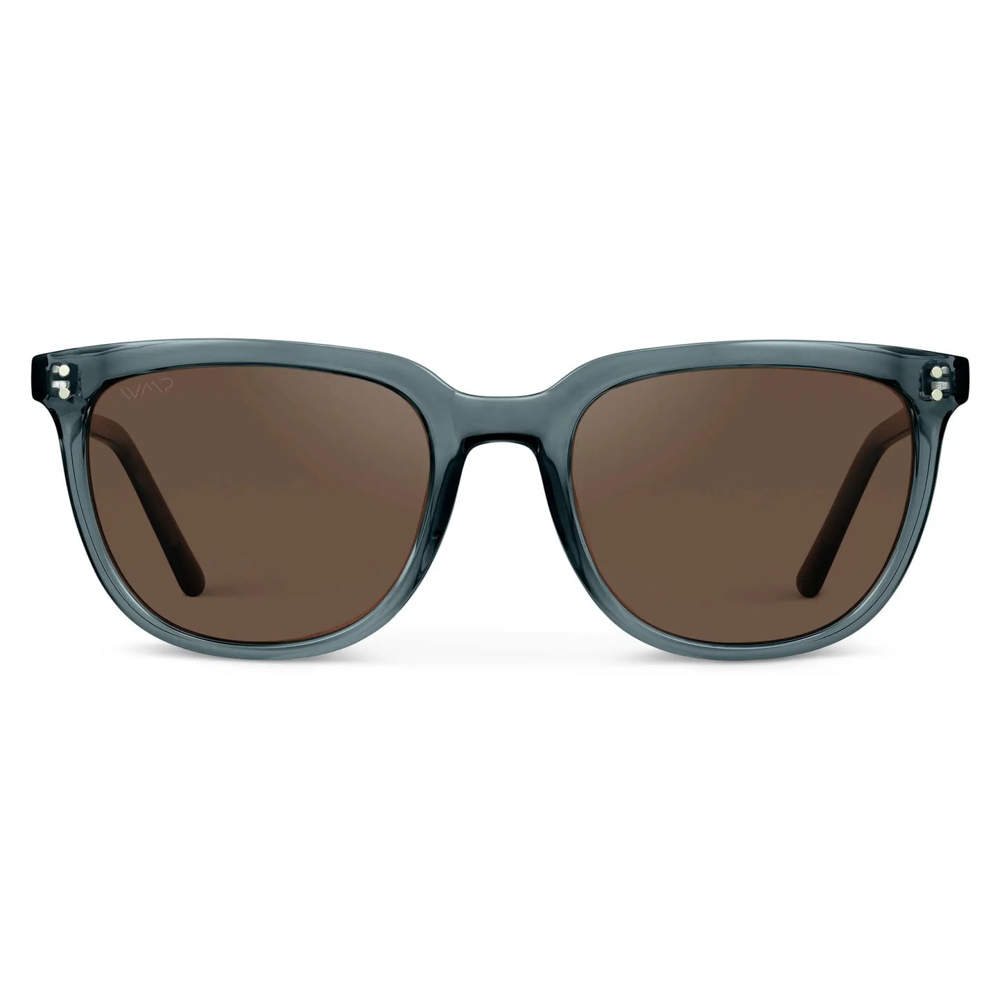 Crystal Stone Blue / Brown Lens || Blue Square Frame Sunglasses with Brown Polarized Lenses