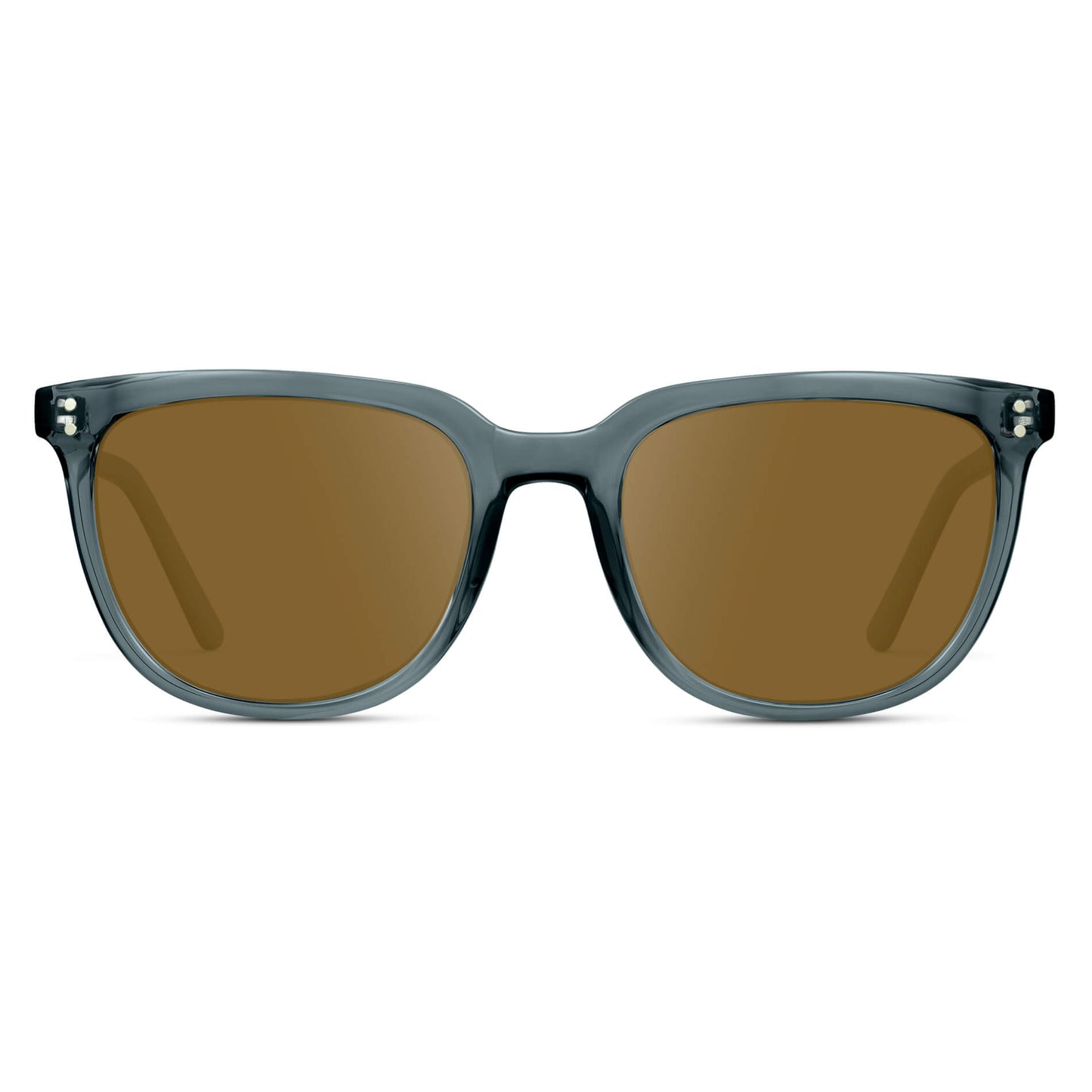 Crystal Stone Blue / Amber Lens || Blue Square Frame Sunglasses with Brown Prescription Lenses