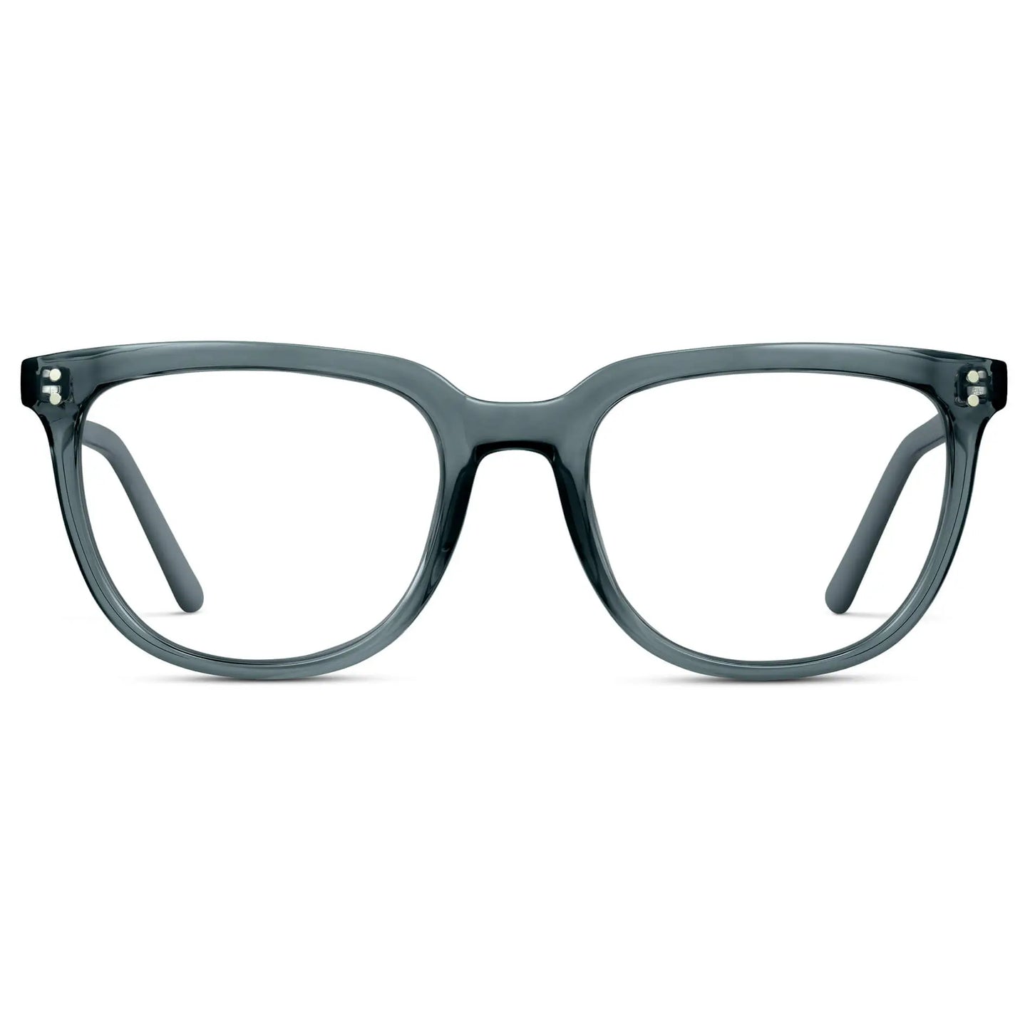 Crystal Stone Blue || Men's Square Eyeglasses with Crystal Stone Blue Frame Glasses and Clear Prescription Lenses on a white background