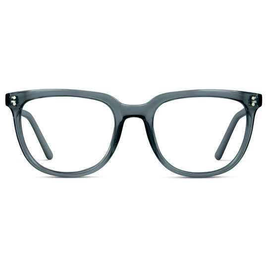 Crystal Stone Blue || Blue Square Frame Glasses with Clear Prescription Lenses