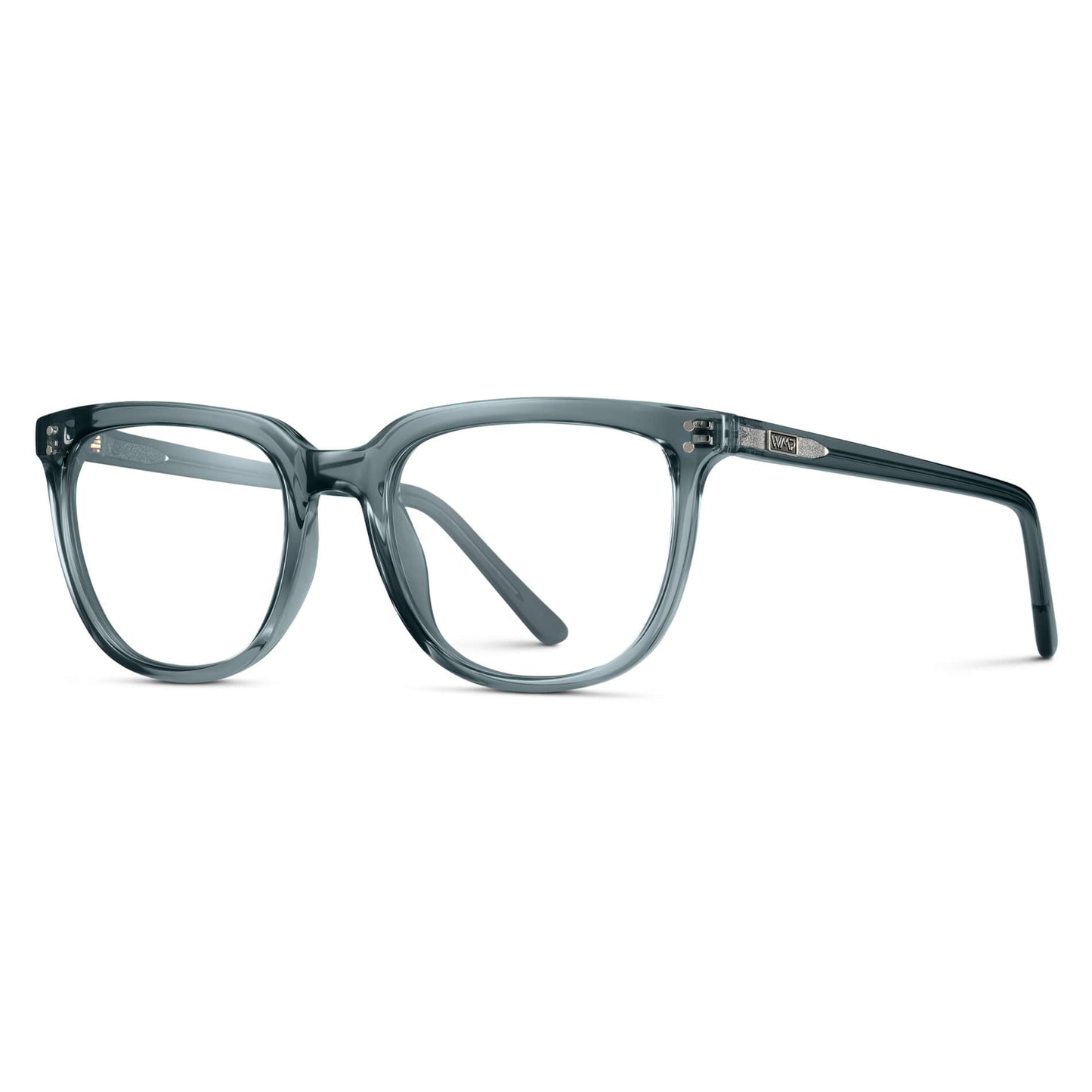 Crystal Stone Blue || Blue Square Frame Glasses with Clear Prescription Lenses