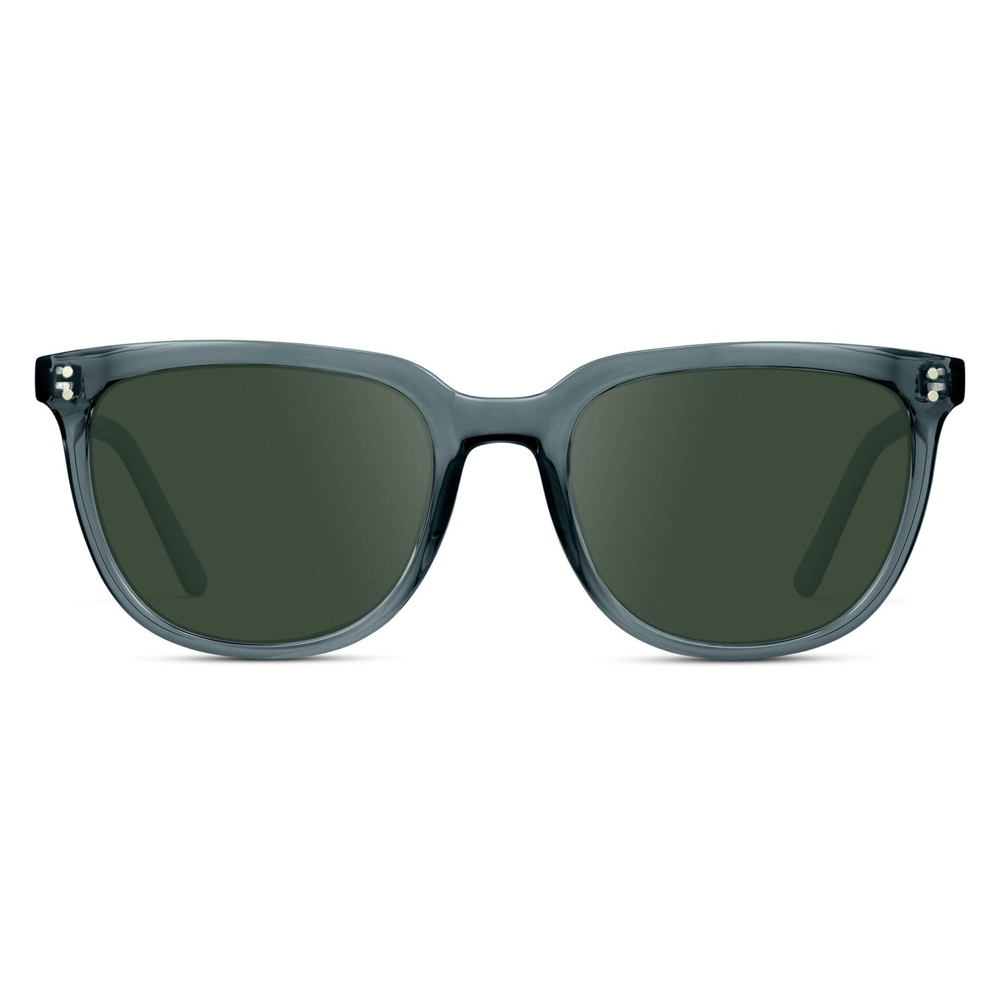 Crystal Stone Blue / G15 Lens || Blue Square Frame Sunglasses with Green Prescription Lenses