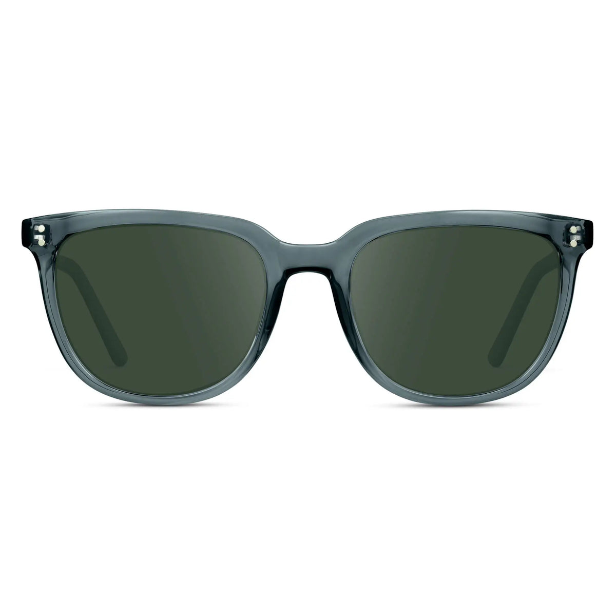 Crystal Stone Blue / G15 || Men's Square Prescription Sunglasses with Crystal Stone Blue Frame and Green Lenses on a white background