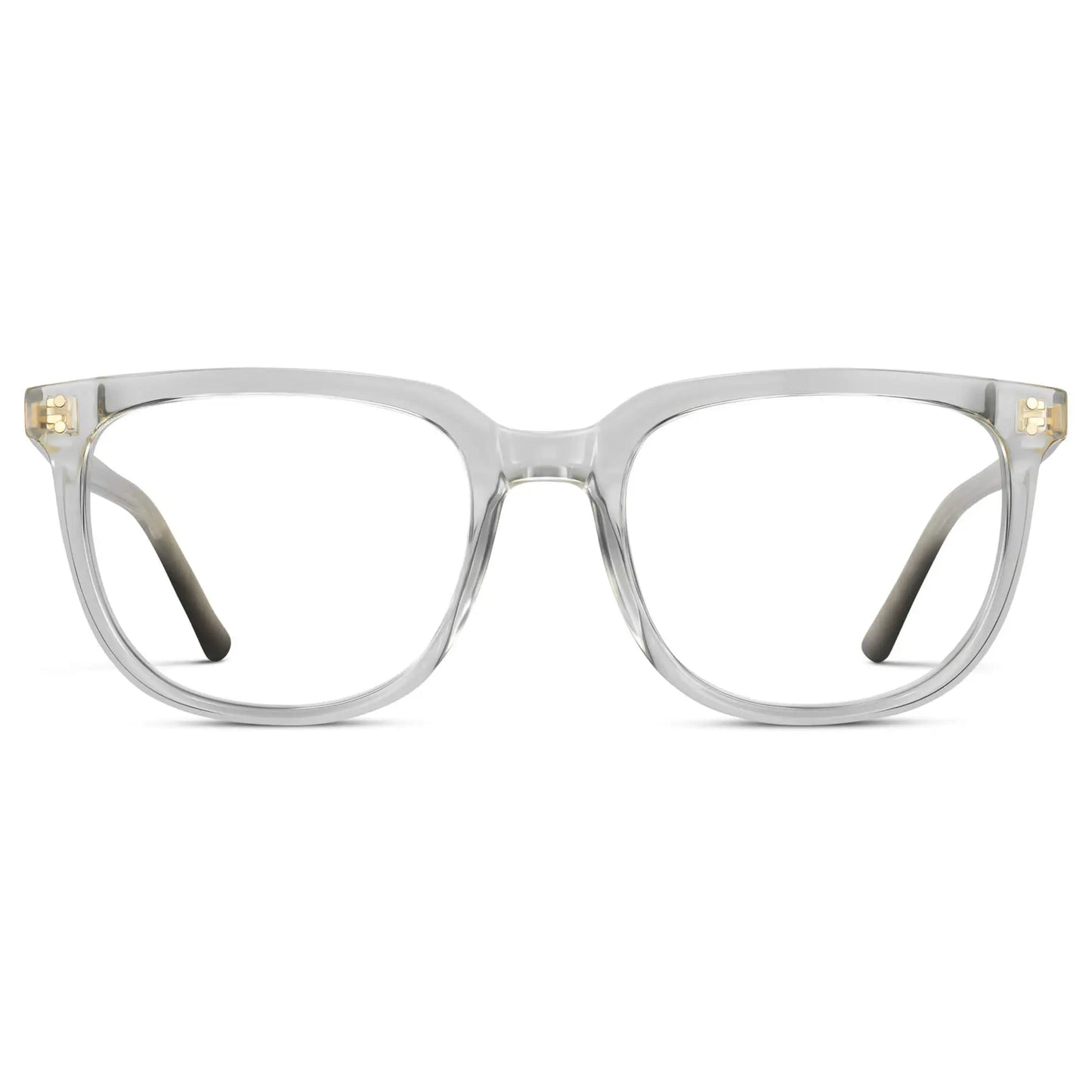 Clear || Men's Square Eyeglasses with Clear Frame Glasses and Clear Prescription Lenses on a white background