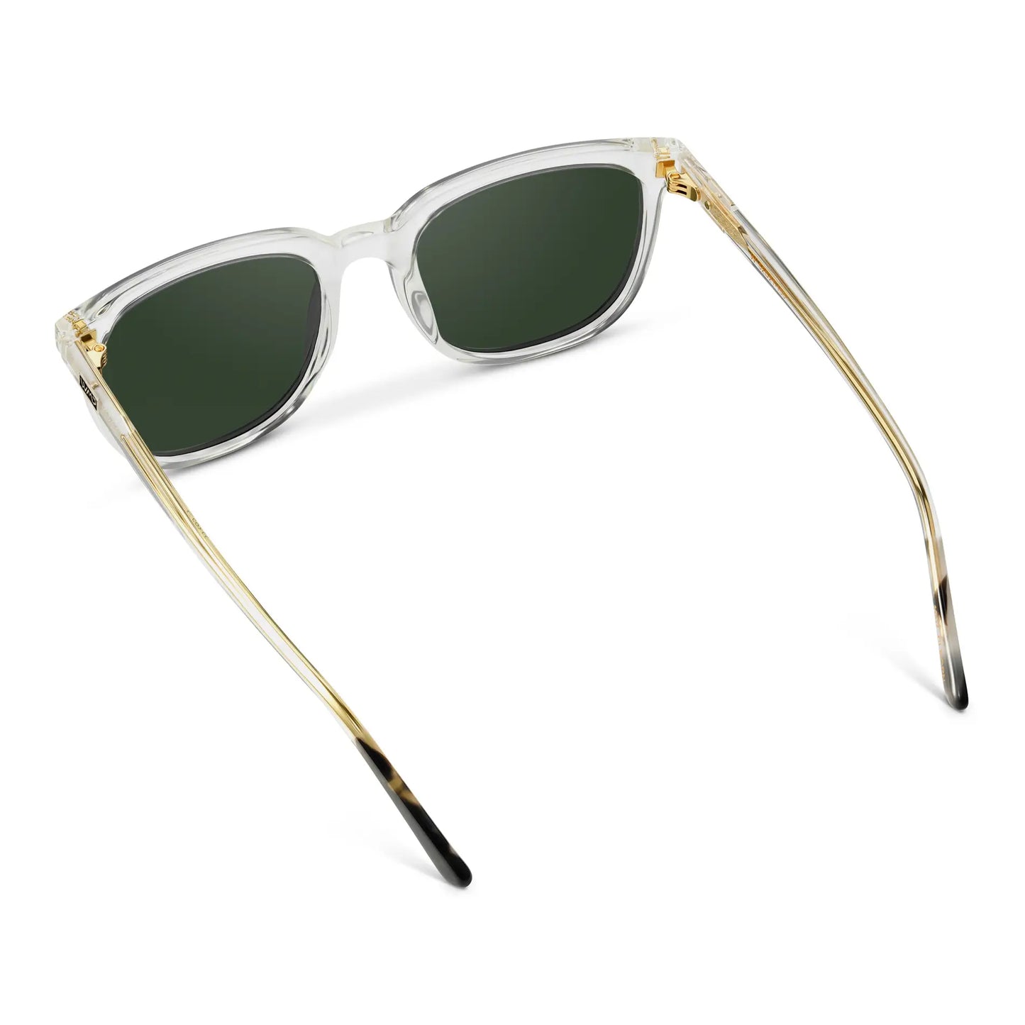 Clear / Smoke Green Lens || Clear Square Frame Sunglasses with Green Polarized Lenses