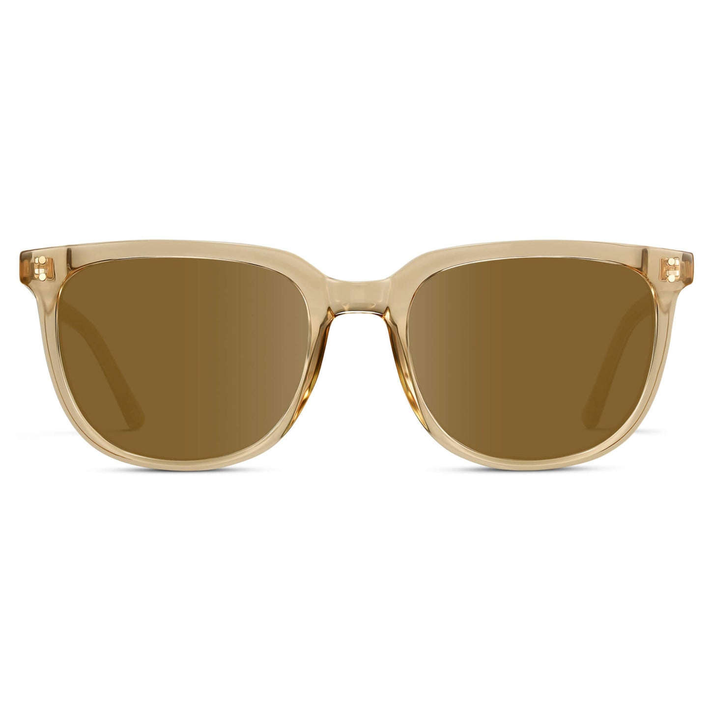 Champagne Crystal / Amber Lens || Yellow Square Frame Sunglasses with Brown Prescription Lenses