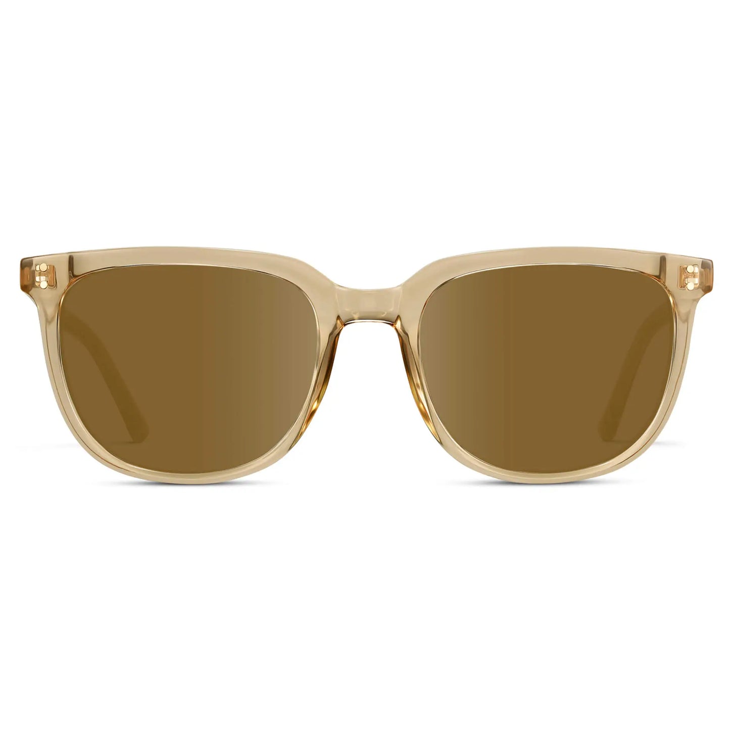 Champagne Crystal / Amber || Men's Square Prescription Sunglasses with Champagne Crystal Frame and Amber Lenses on a white background