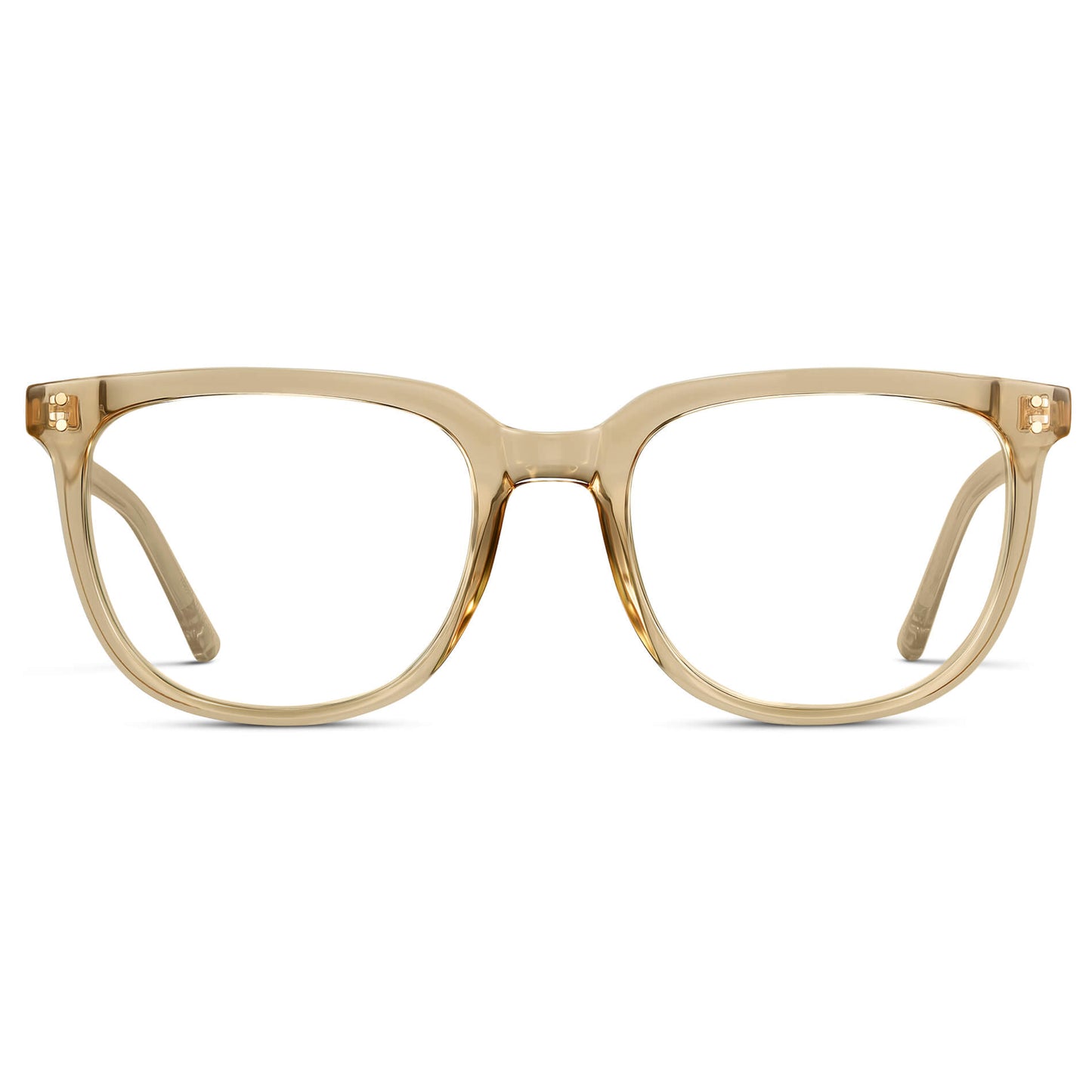 Champagne Crystal || Yellow Square Frame Glasses with Clear Prescription Lenses