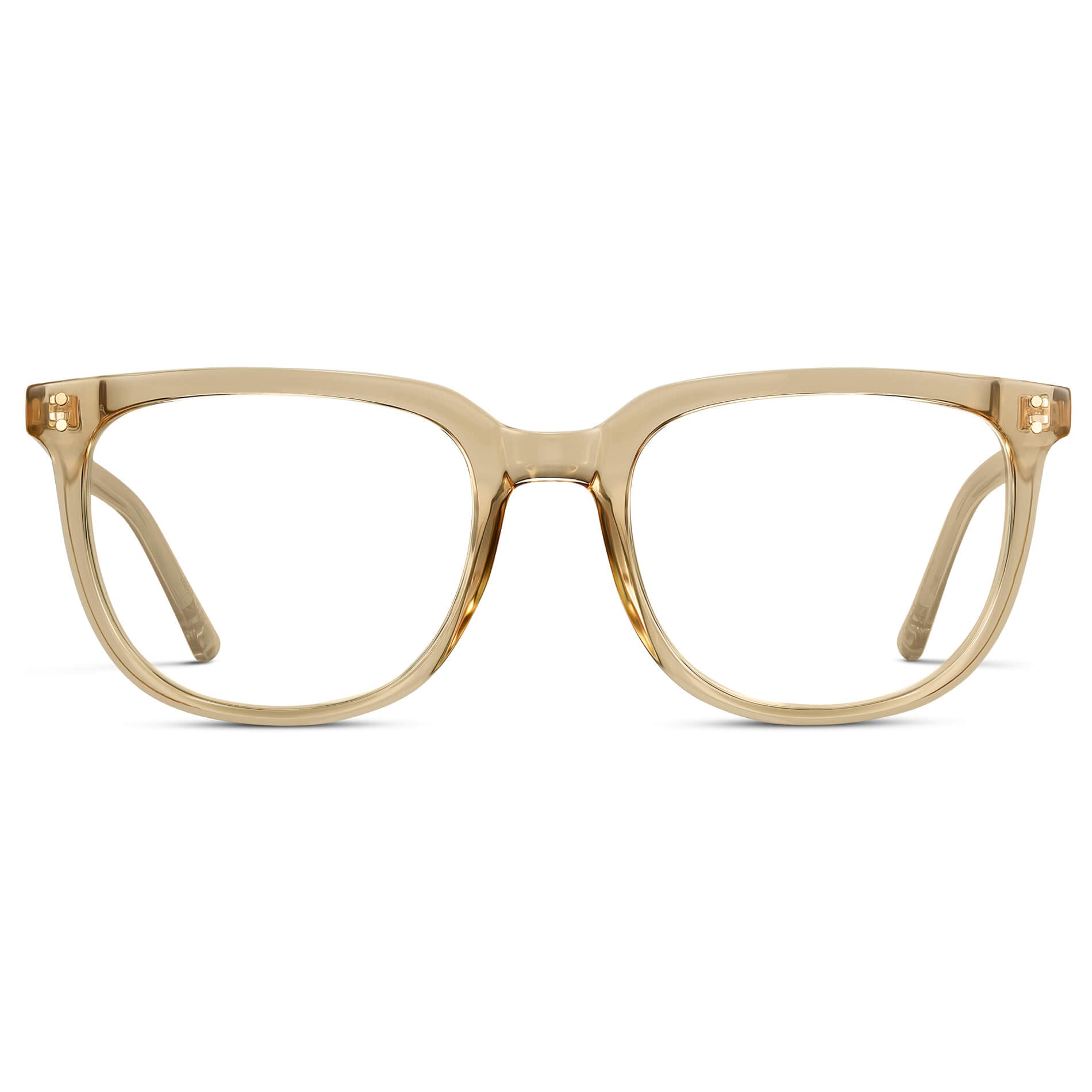 Champagne Crystal || Yellow Square Frame Glasses with Clear Prescription Lenses