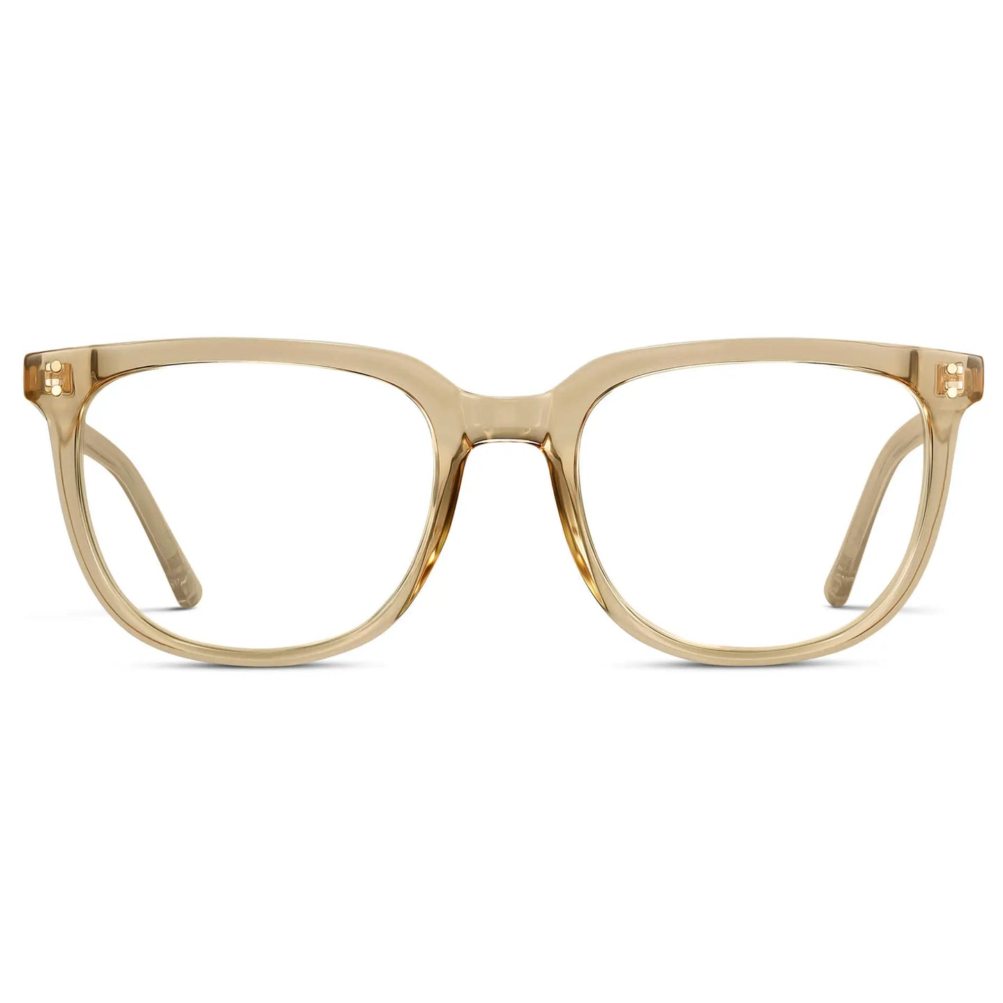 Champagne Crystal || Men's Square Eyeglasses with Champagne Crystal Frame Glasses and Clear Prescription Lenses on a white background