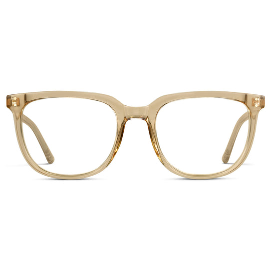 Champagne Crystal || Yellow Square Frame Glasses with Clear Prescription Lenses