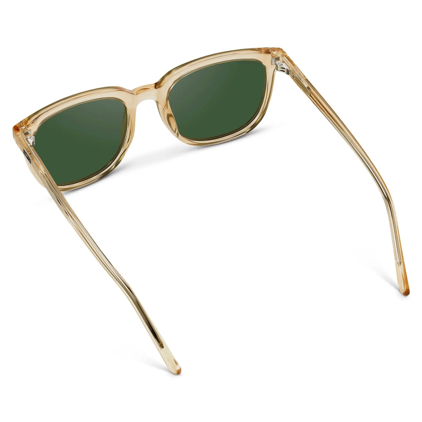 Champagne Crystal / Smoke Green Lens || Yellow Square Frame Sunglasses with Green Polarized Lenses