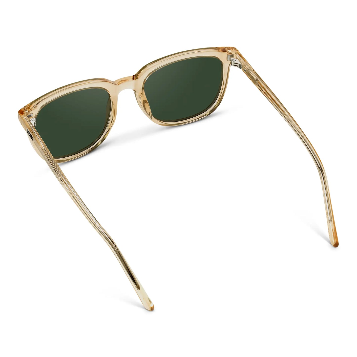 Champagne Crystal / Smoke Green Lens || Yellow Square Frame Sunglasses with Green Polarized Lenses