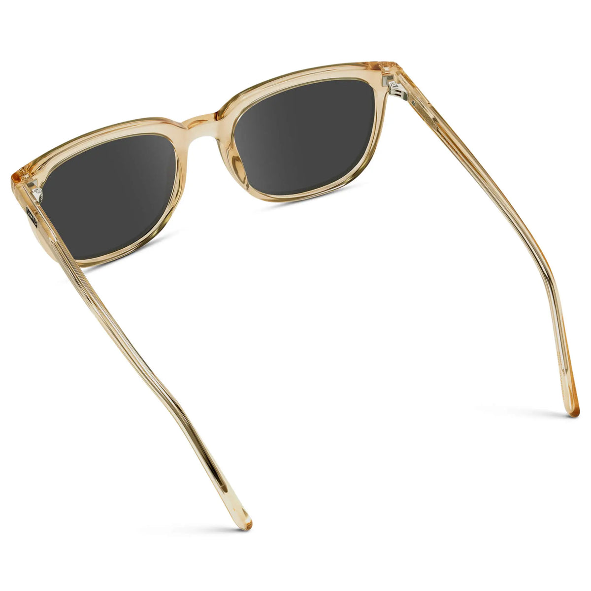 Champagne Crystal / Grey || Back view of Men's Square Prescription Sunglasses with Champagne Crystal Frame and Grey Lenses on a white background