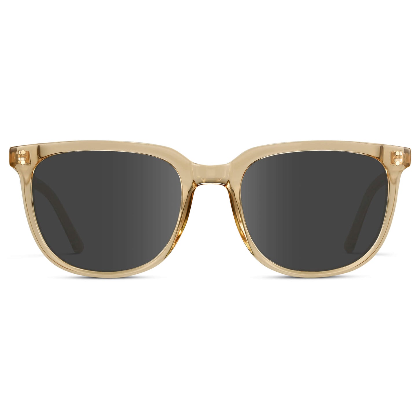 Champagne Crystal / Grey Lens || Yellow Square Frame Sunglasses with Grey Prescription Lenses