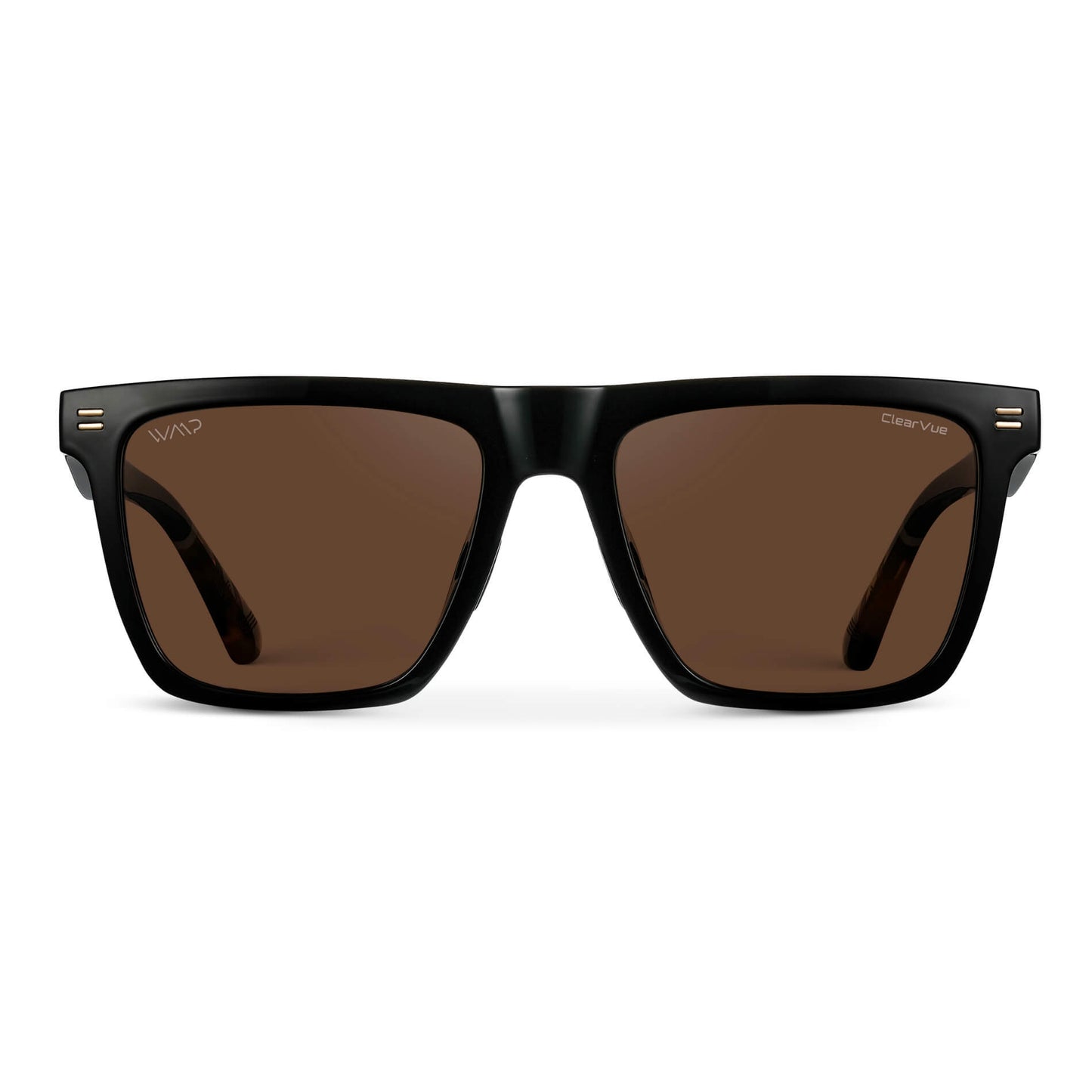 Black / Brown Lens || Black Rectangle Frame Sunglasses with Brown Polarized Lenses