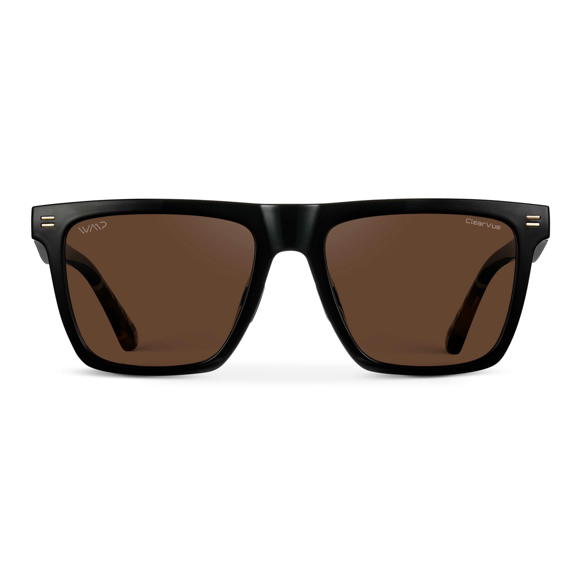 Black / Brown Lens || Black Rectangle Frame Sunglasses with Brown Polarized Lenses