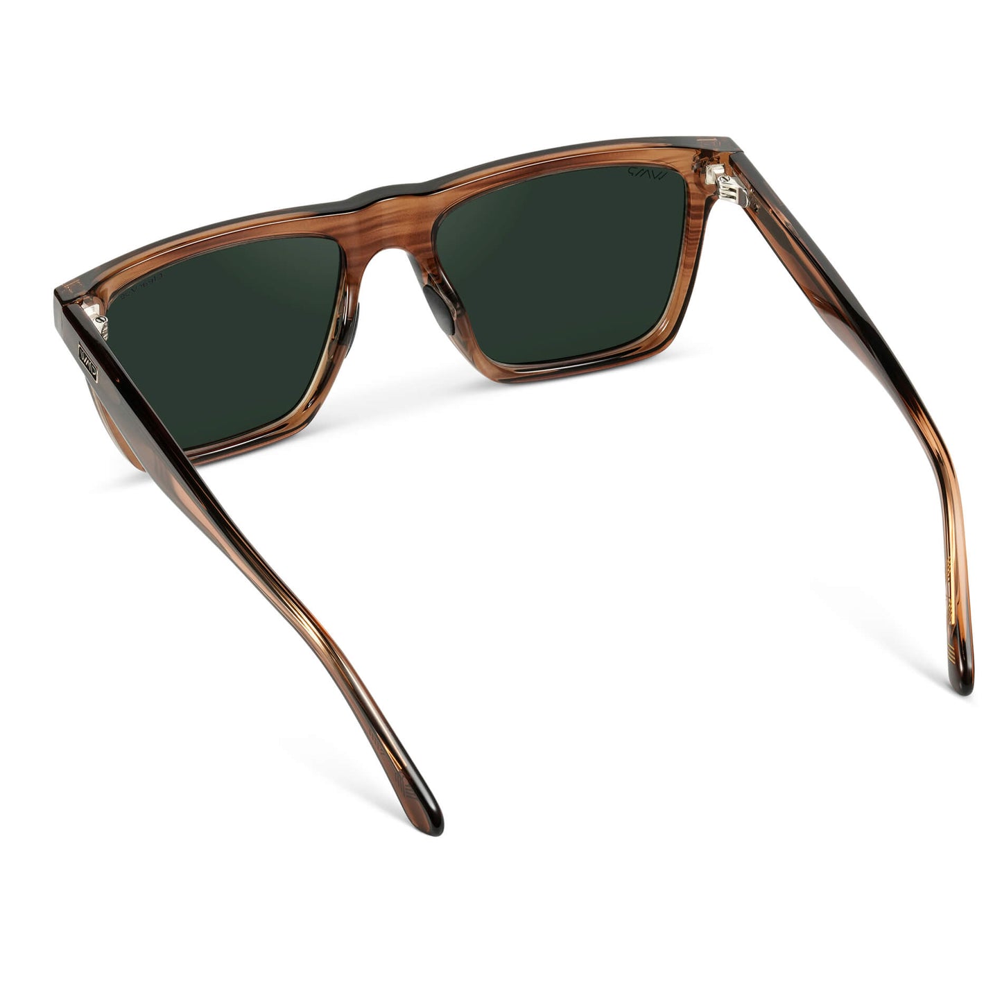 Crystal Mesquite Grain / Green Lens || Brown Rectangle Frame Sunglasses with Green Polarized Lenses