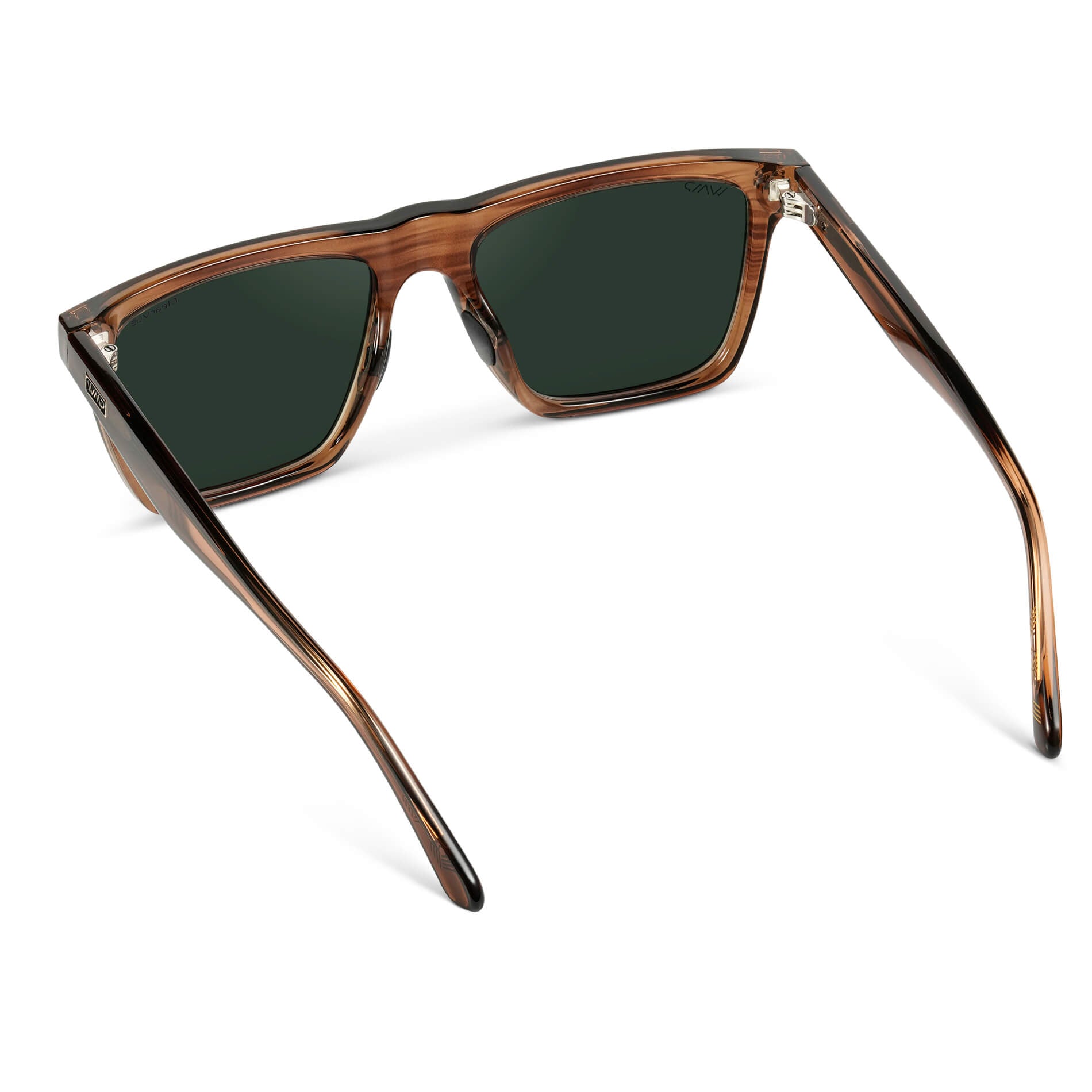 Crystal Mesquite Grain / Green Lens || Brown Rectangle Frame Sunglasses with Green Polarized Lenses
