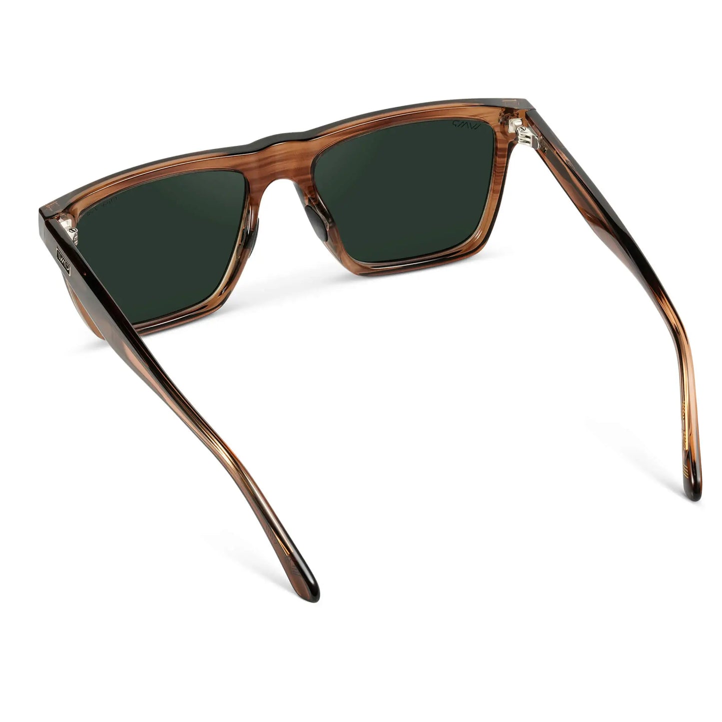 Crystal Mesquite Grain / Green Lens || Brown Rectangle Frame Sunglasses with Green Polarized Lenses