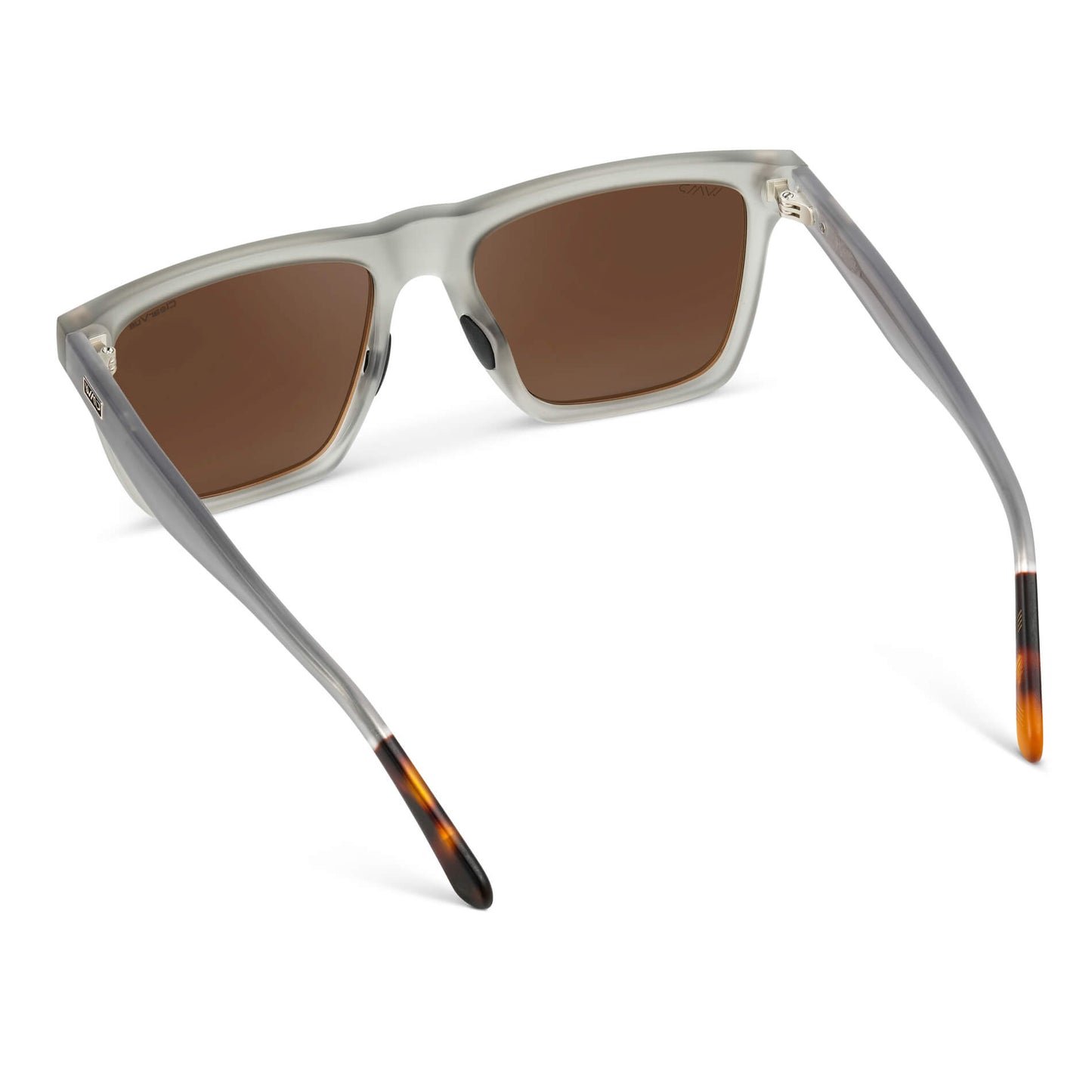 Frosted Moonrock Grey / Brown Lens || Grey Rectangle Frame Sunglasses with Brown Polarized Lenses