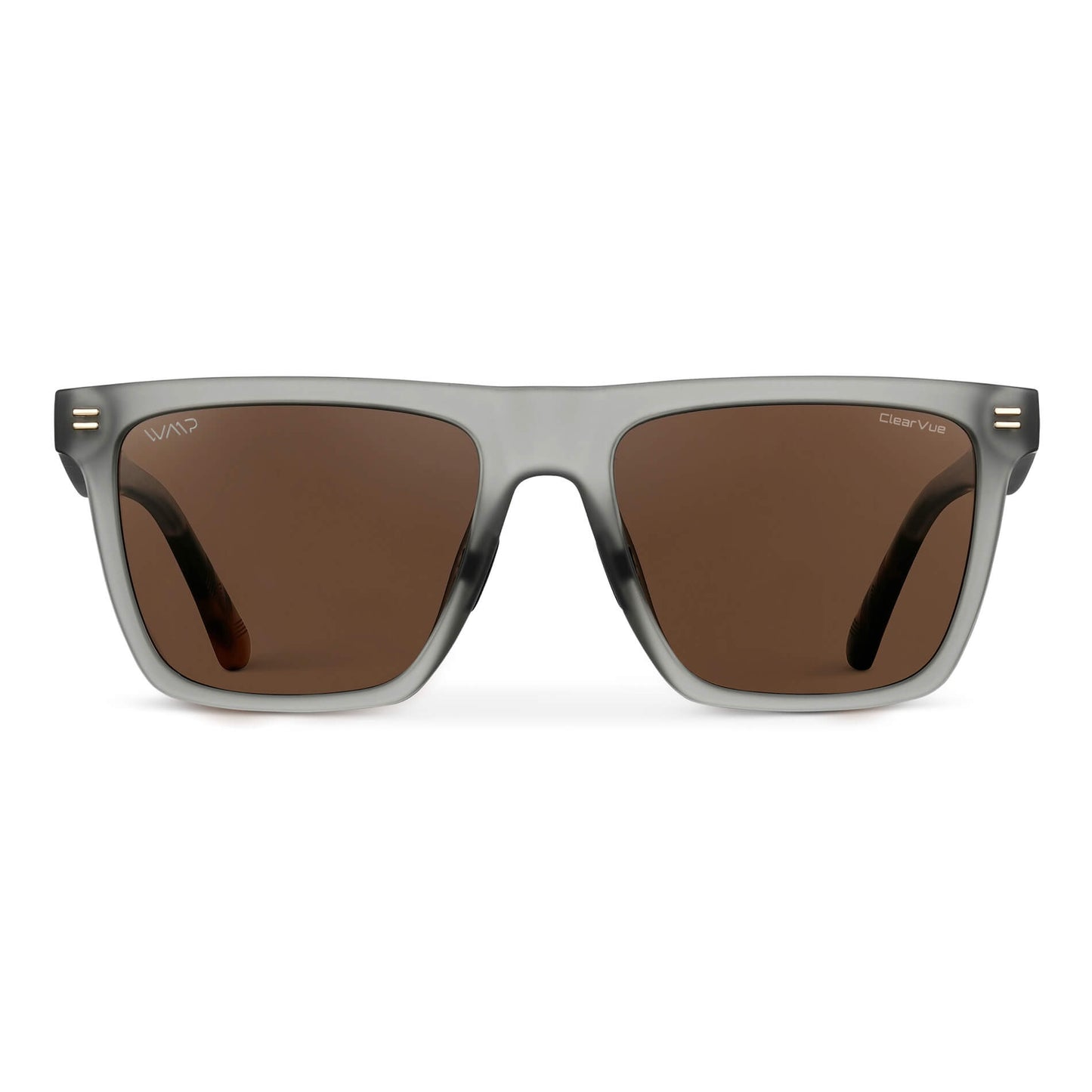 Frosted Moonrock Grey / Brown Lens || Grey Rectangle Frame Sunglasses with Brown Polarized Lenses